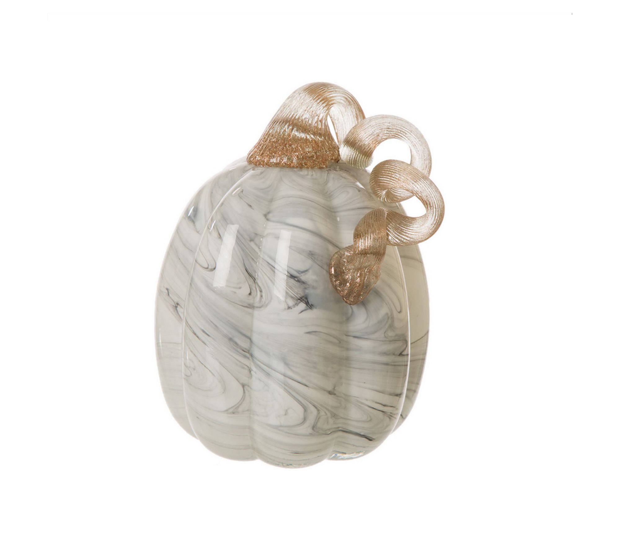 Glitzhome Marble Tall Glass Indoor Decorative Pumpkin W/ Stem