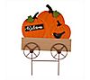 Glitzhome Fall Metal & Wood Pumpkin Cart Yard Hanging Decor