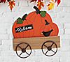 Glitzhome Fall Metal & Wood Pumpkin Cart Yard Hanging Decor, 1 of 3