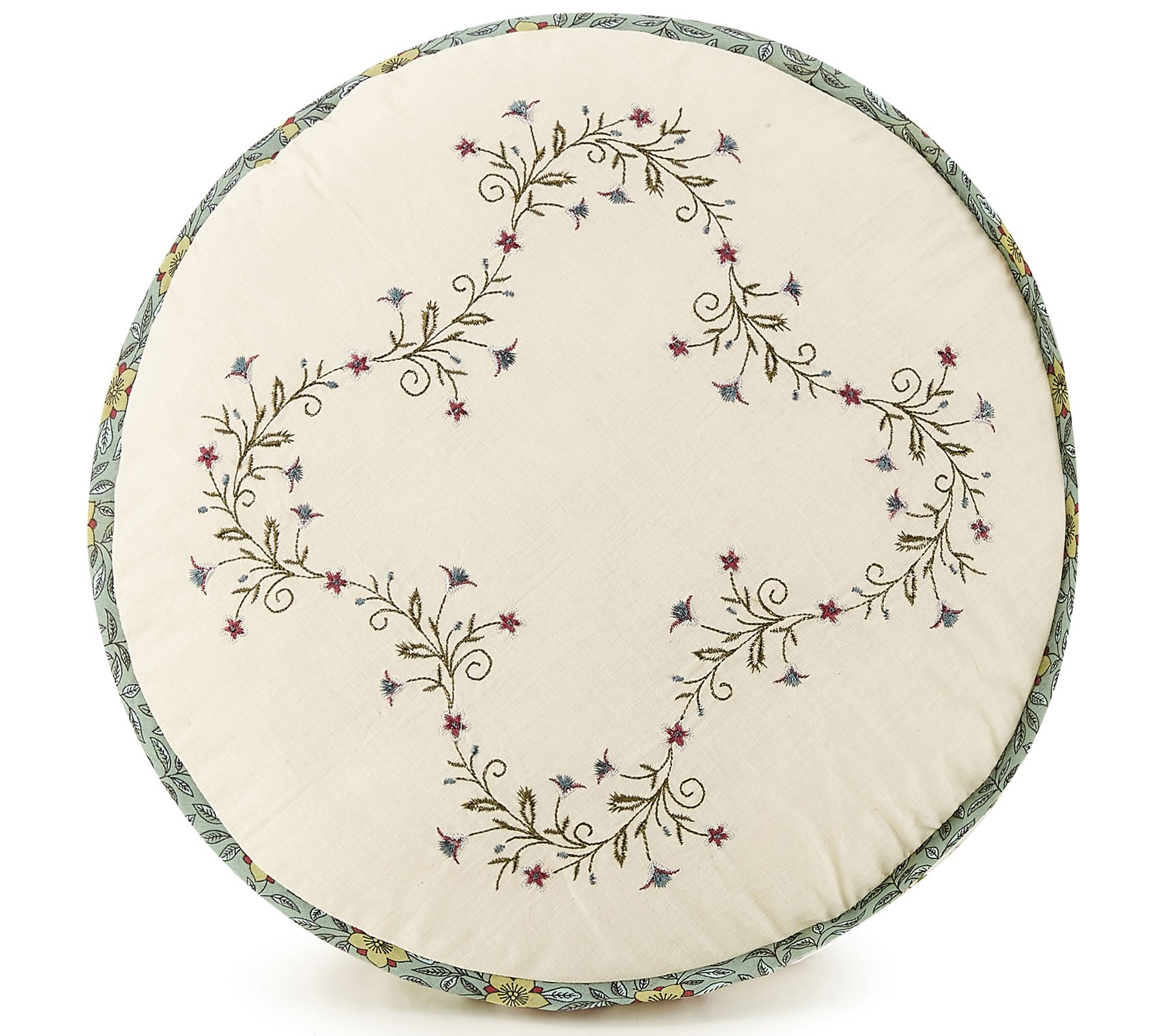 Modern Heirloom Olivia Embroidered Round Pillow