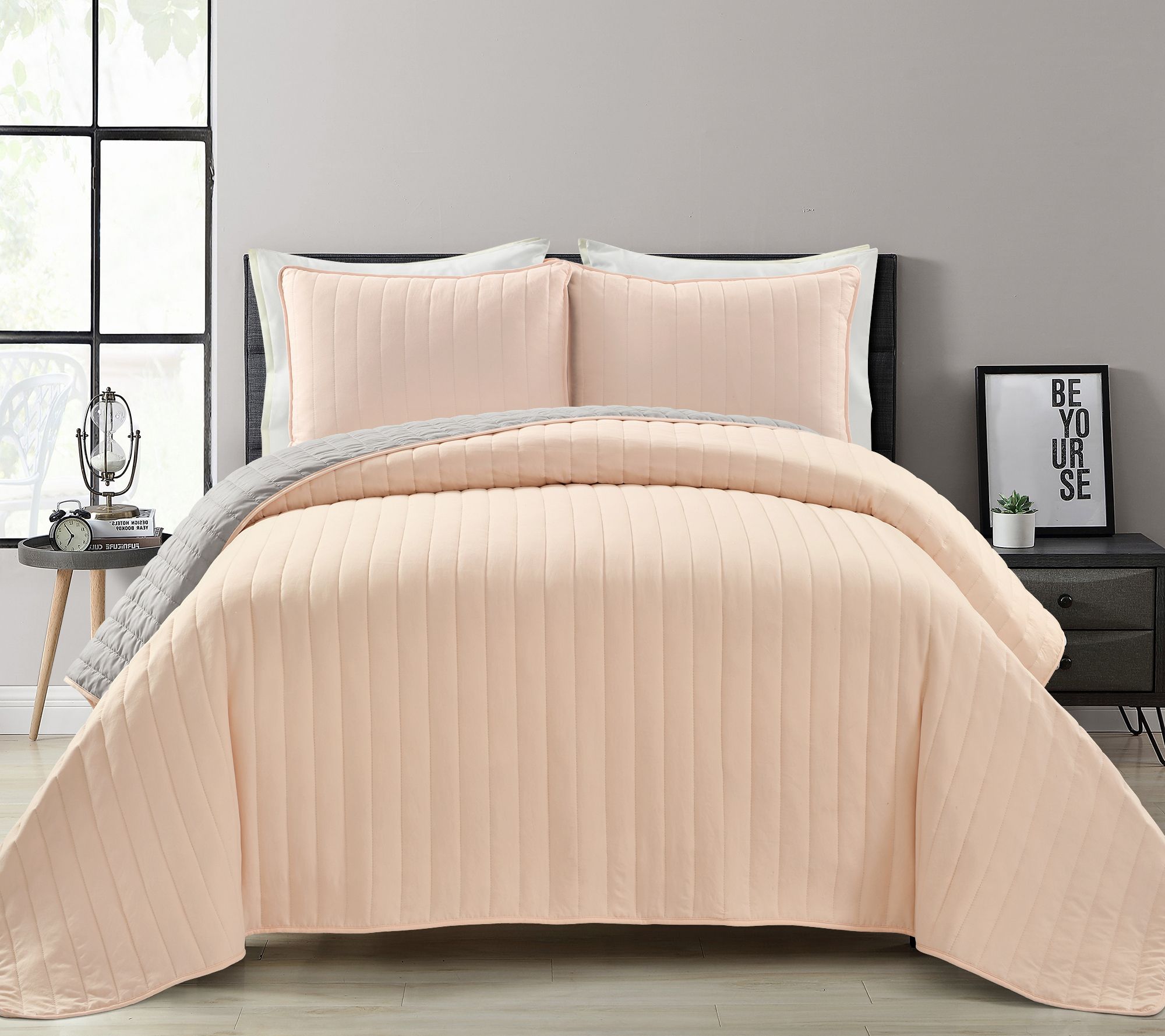 Soft Stripe All Season King Quilt/Coverlet Set