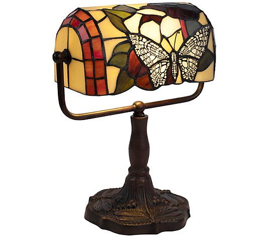 Tiffany Style Bankers Lamp Butterfly Design byHastings Home