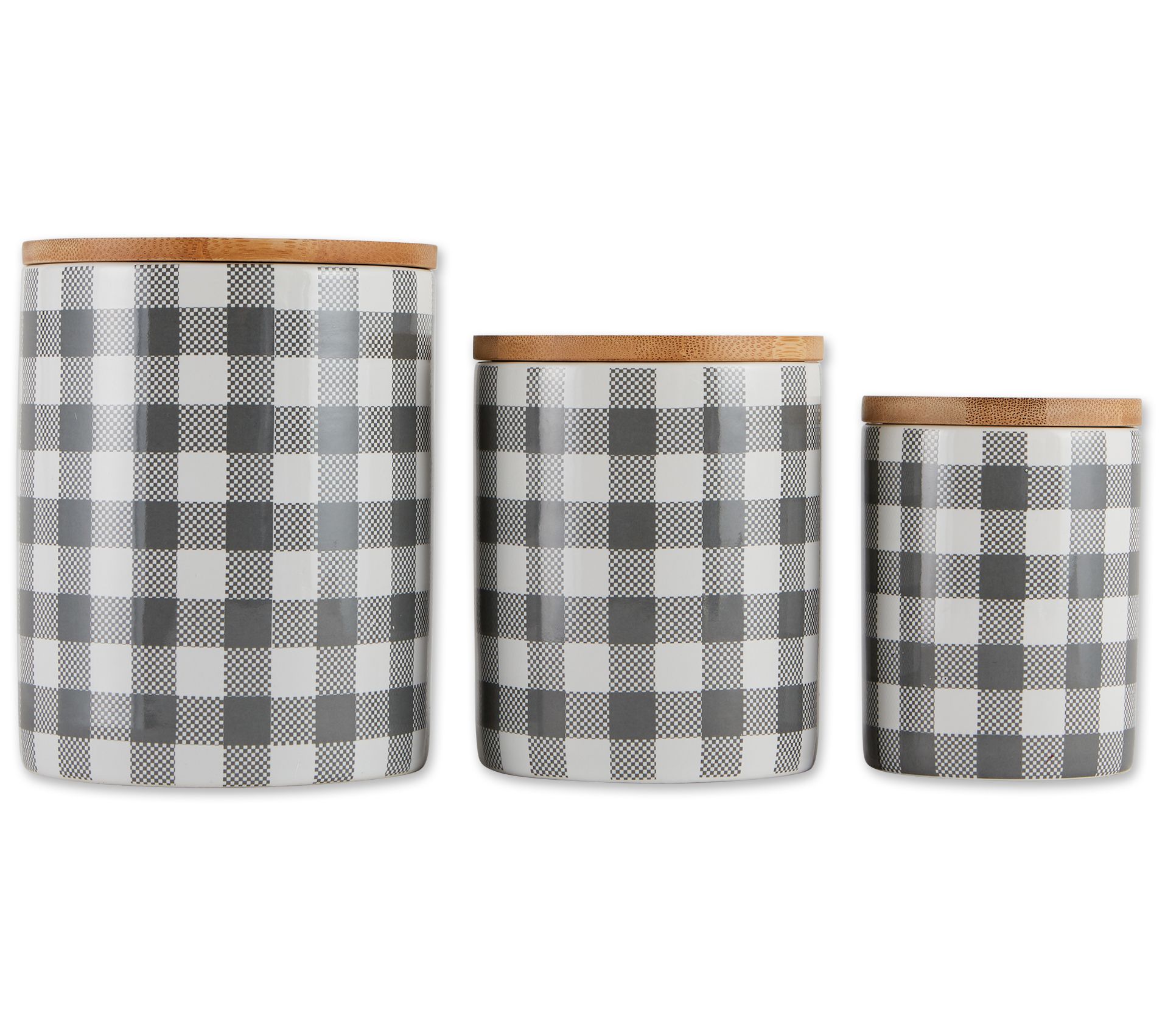 Design Imports Buffalo Check Ceramic Canister Set of 3