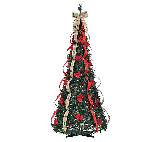 7.5' Decorated Green Pop Up Pre-Lit Pine Tree by Sterling Co