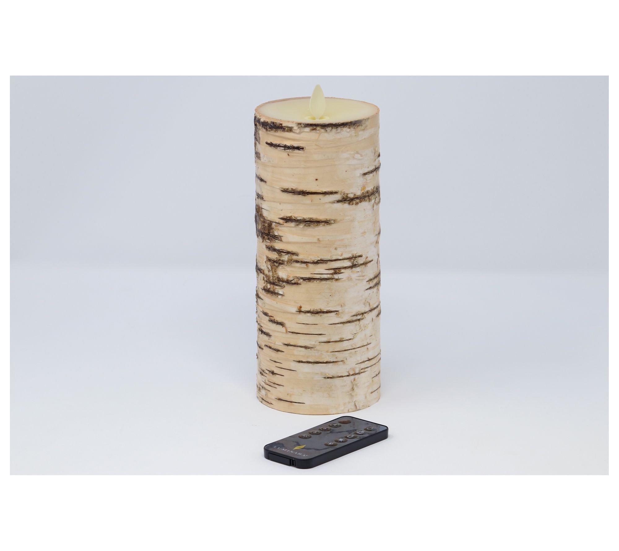 Luminara 8" Tall Birch Bark Flameless Candle wi th Remote
