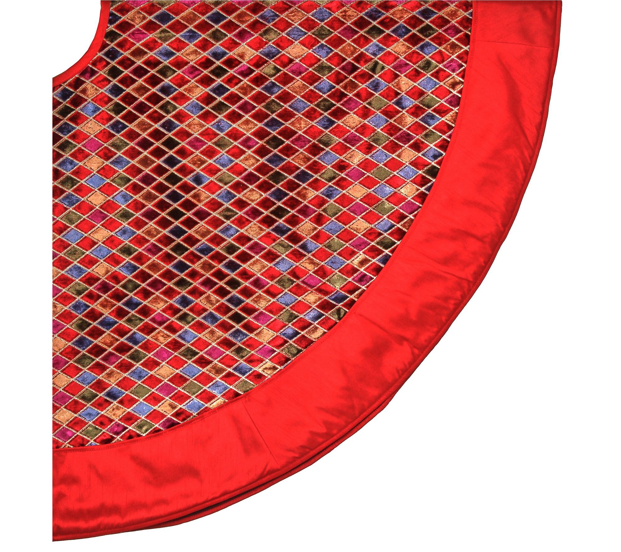 54"D Diamond Holiday Velvet Edge Tree Skirt by Valerie