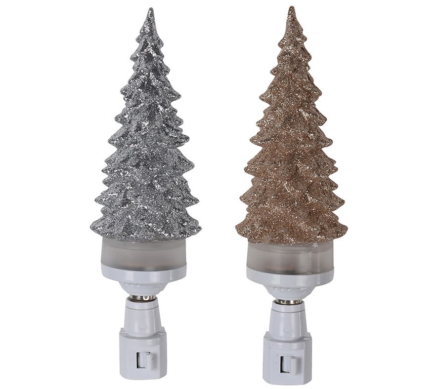 Barbara King Set of 2 8" Silver & Gold Tree Night Lights