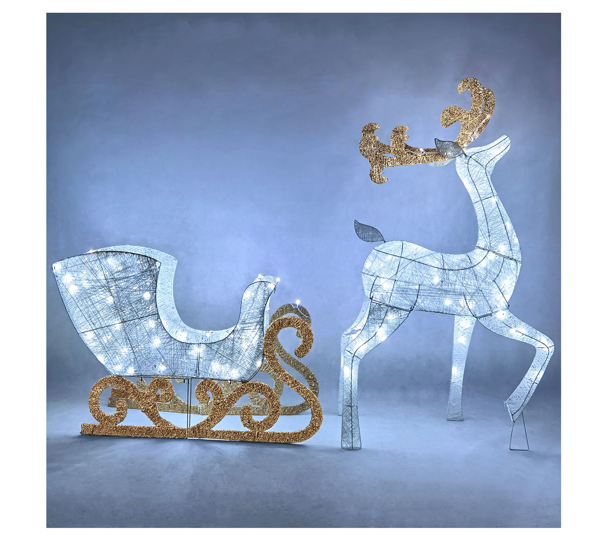 Joiedomi LED - Cotton 5ft Reindeer and 3.5ft Sleigh (White)