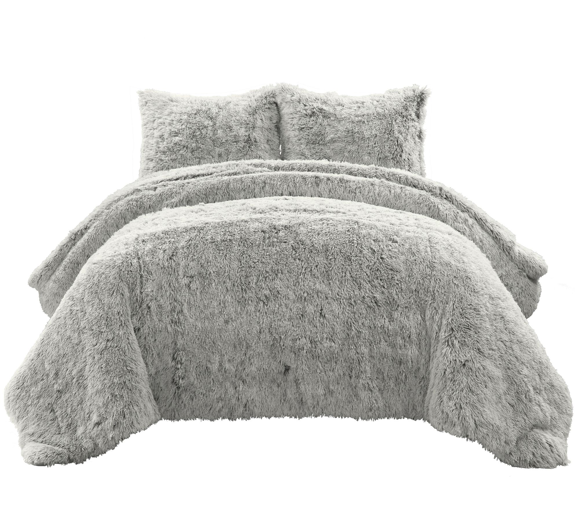 Emma Cozy Ultra Soft Two Tone Faux Fur Comforter Set, Lush Decor