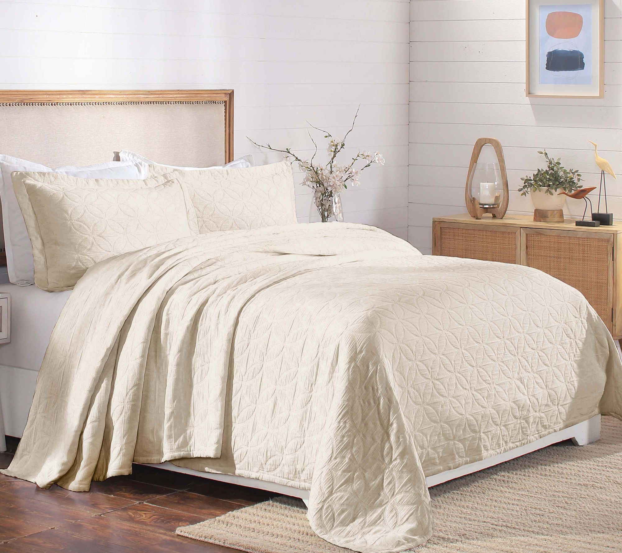 Superior Serenity Cotton Matelasse Weave Bedspread Set- Queen