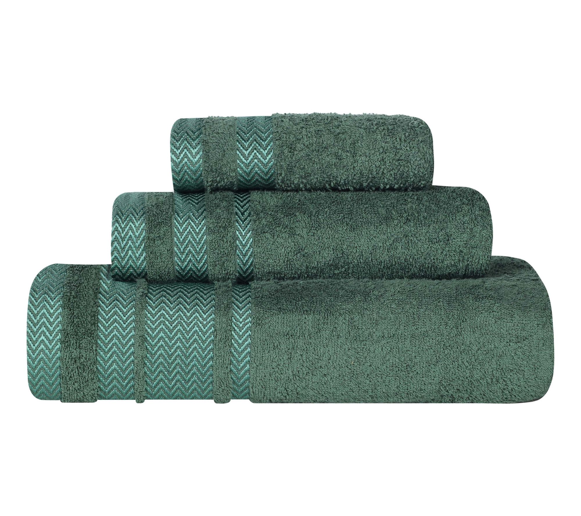 Superior 3pc Zero Twist Cotton Dobby Border Soft Towel Set