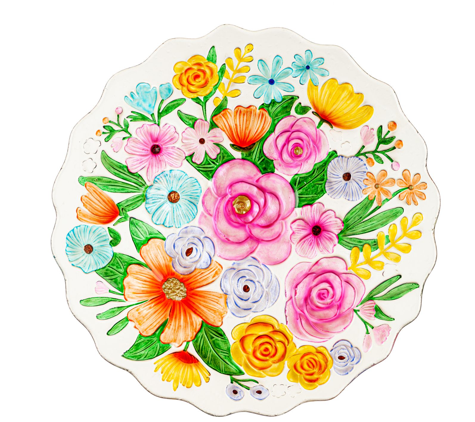 Evergreen 18" Bundle of Flowers Bird Bath