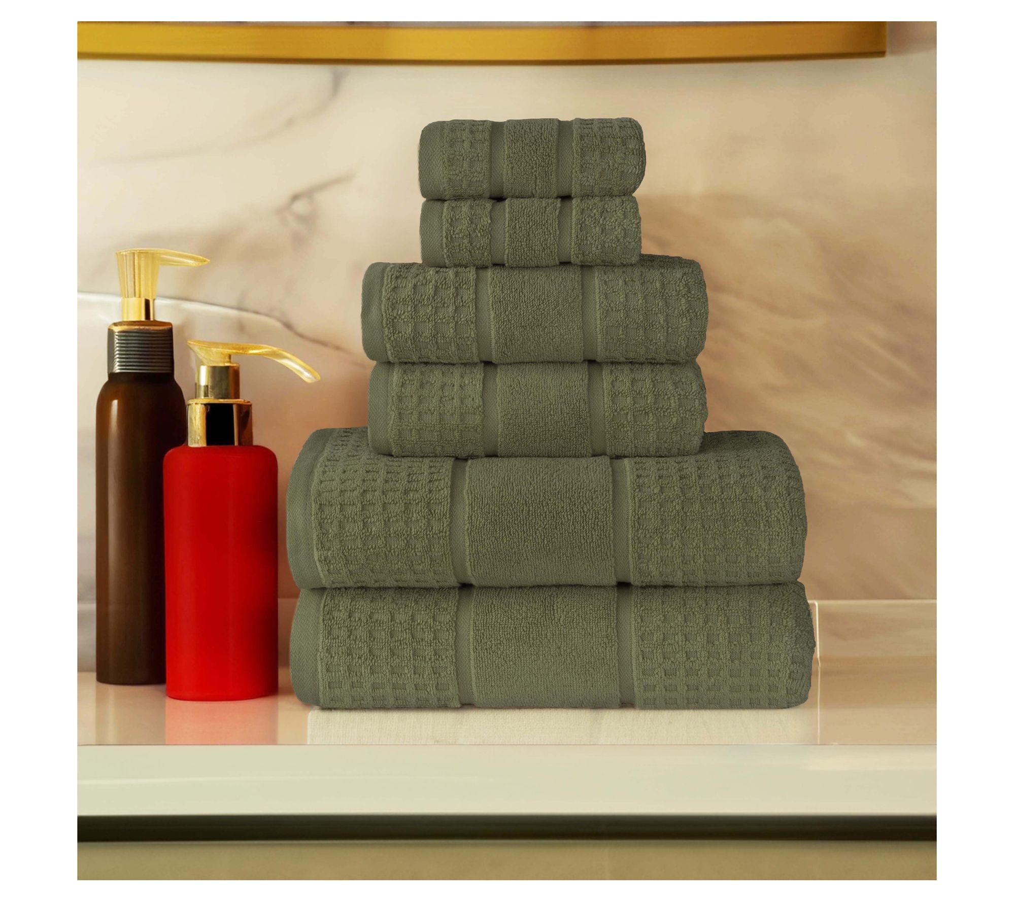 Superior Soft Zero Twist Cotton Waffle Honeycomb 6PC Towel Set