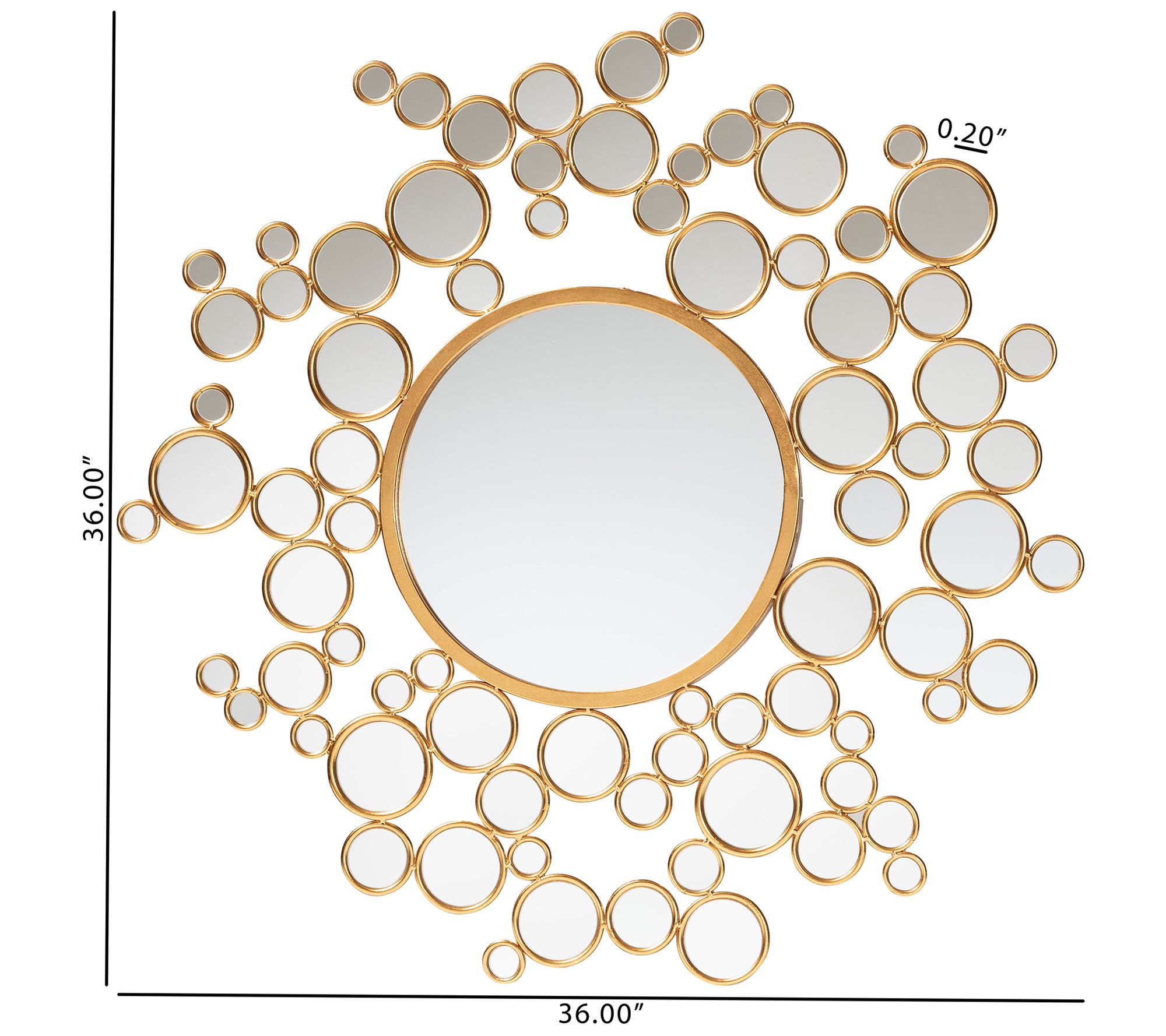 Baxton Studio Castiel Goldleaf Metal Bubble Accent Wall Mirror - QVC.com