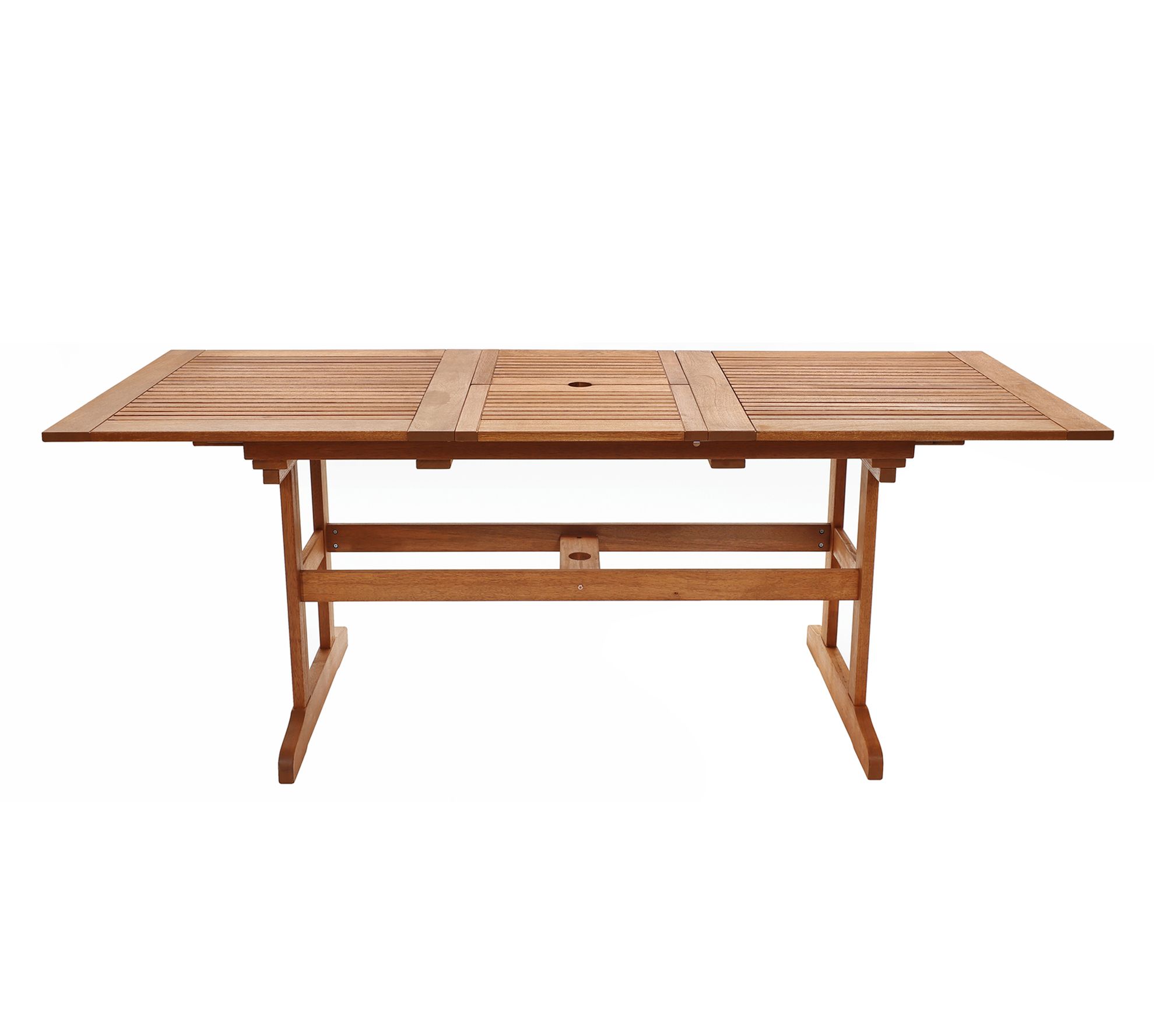 LuxenHome Carme l Solid Wood Ex tendable Outdoo r Dining Table