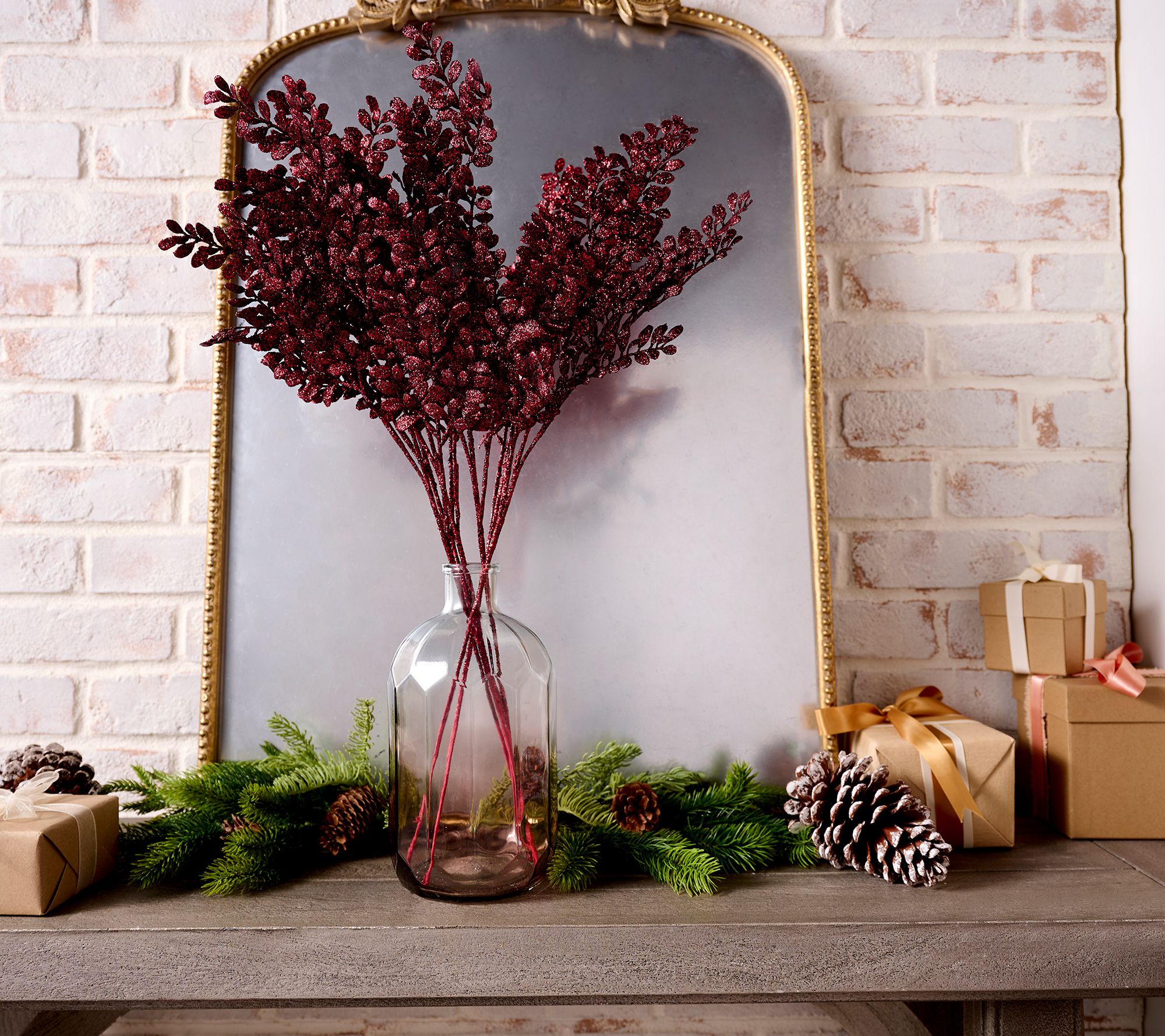 Set of 6 Glittered Leaf Picks by Valerie