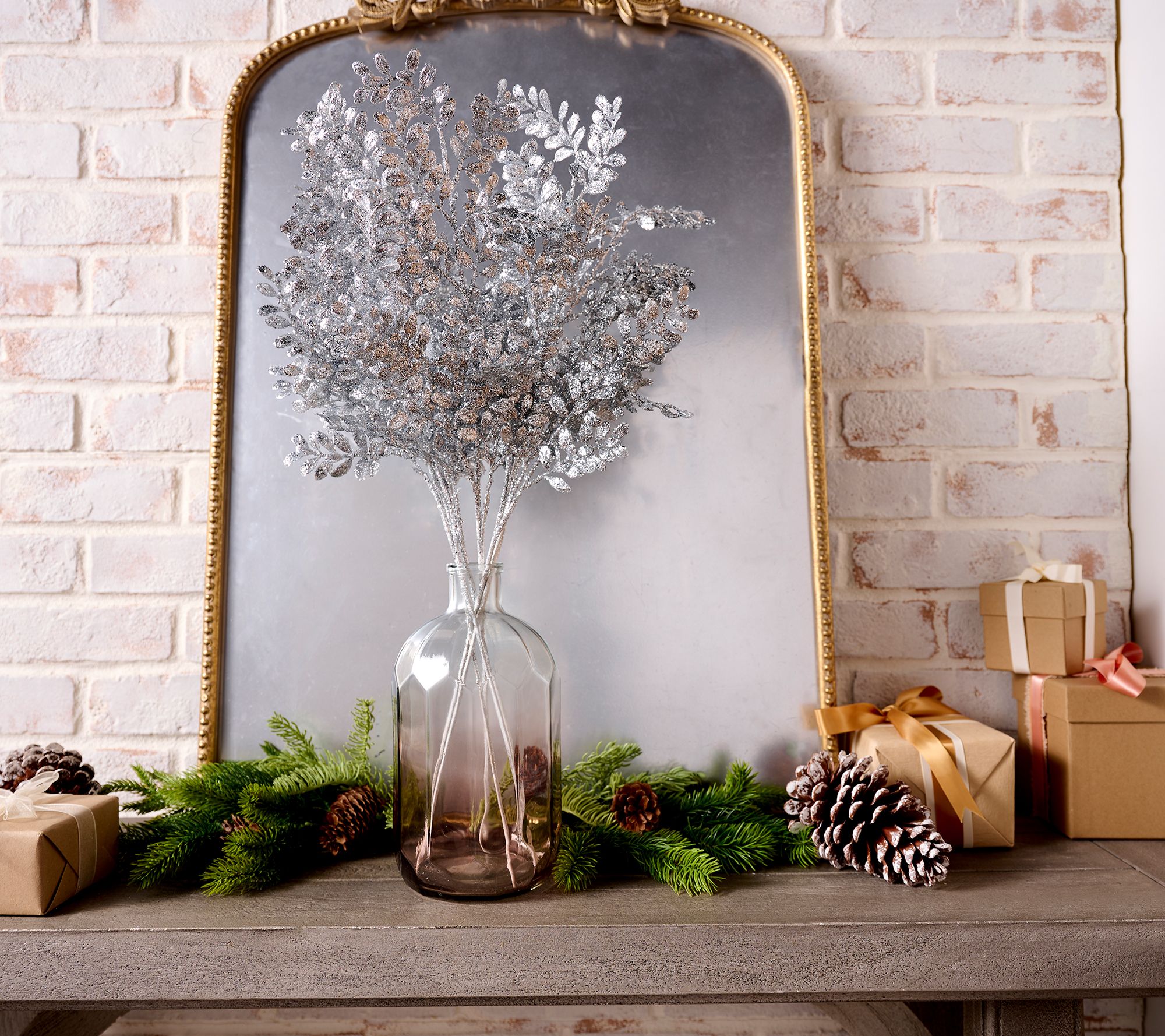Set of 6 Glittered Leaf Picks by Valerie