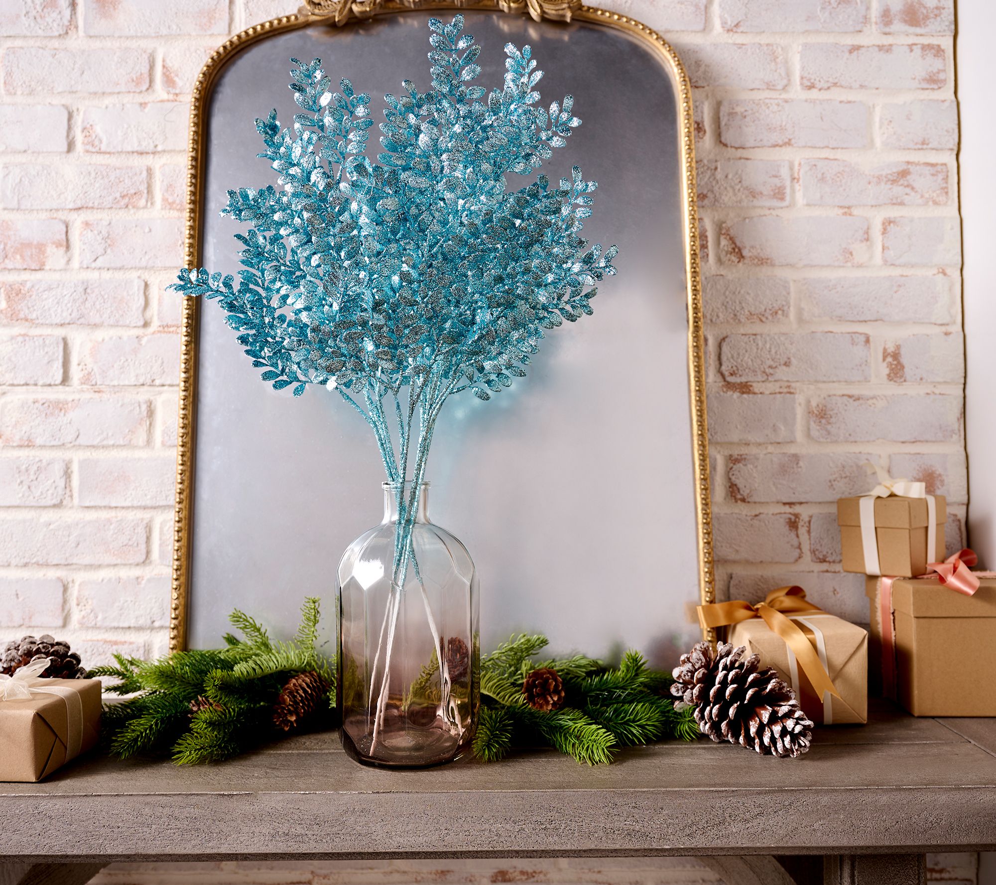 Set of 6 Glittered Leaf Picks by Valerie