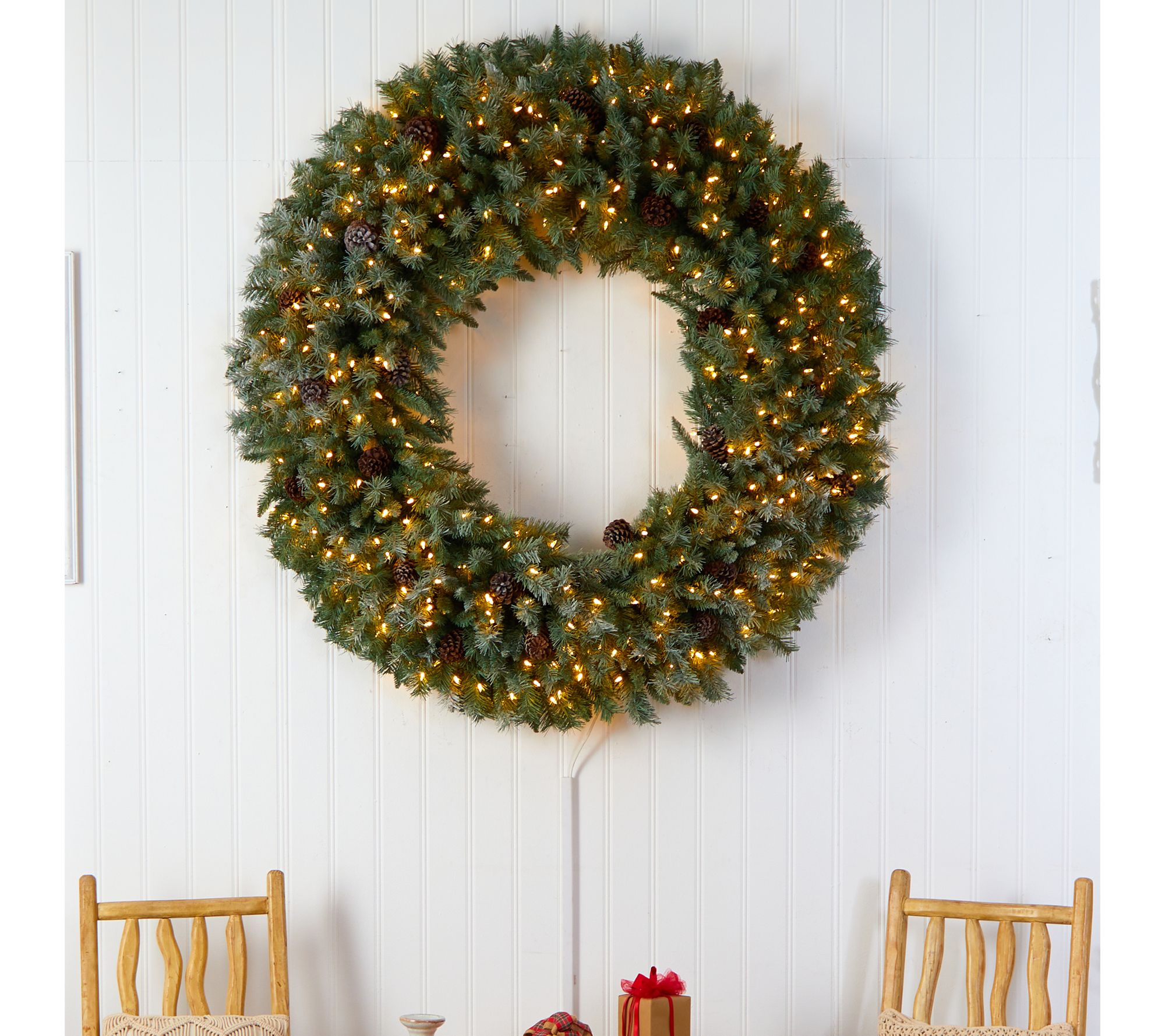 Nearly Natural 5' Giant Flocked Christmas Wreath
