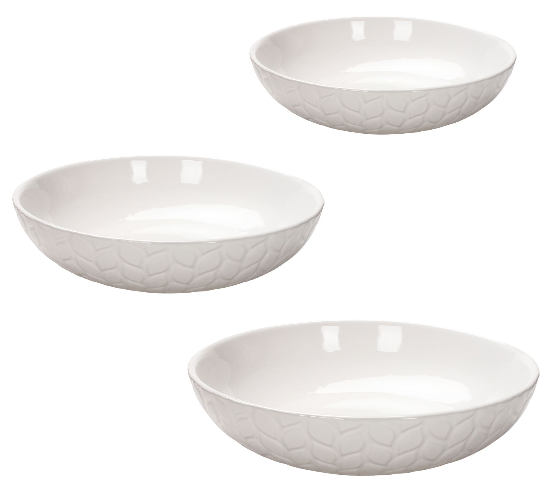 Temp-tations Carved Willow Set of 3 Shallow Nesting Bowl Set