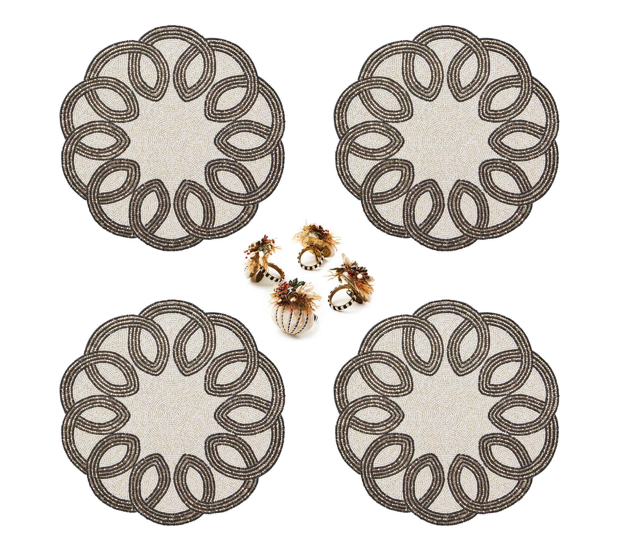 "As Is" MacKenzie- Childs 4 Placemats and 4 Napkin Rings
