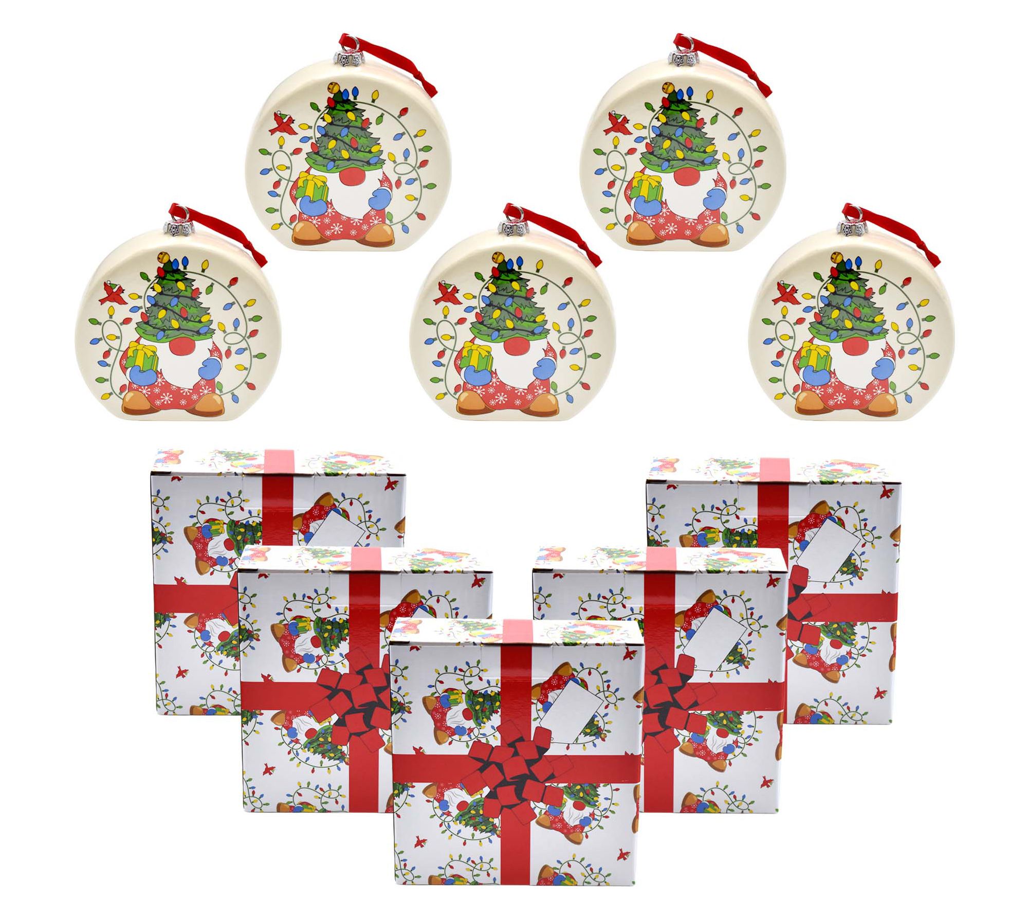 Temp-tations Set of 5 Recipe Ornaments with Gift Boxes