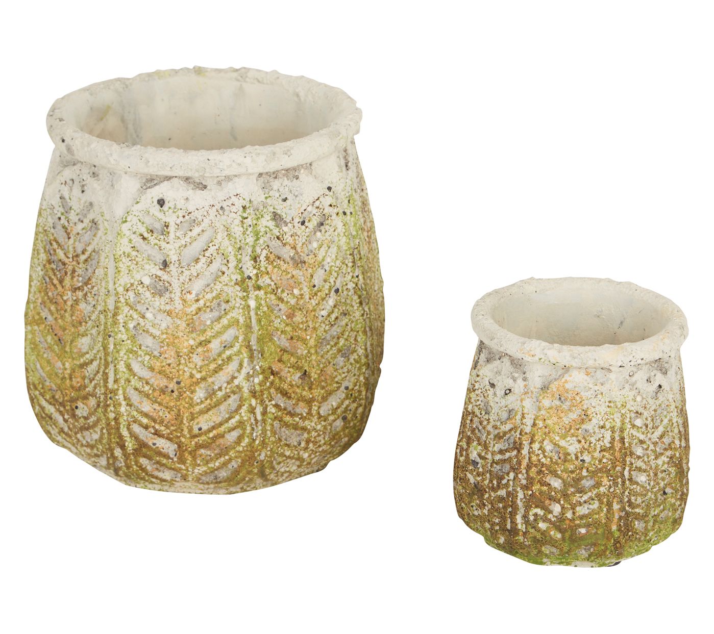 Zingz & Thingz Set of 2 Ancient Leaf Cement Flower Pot