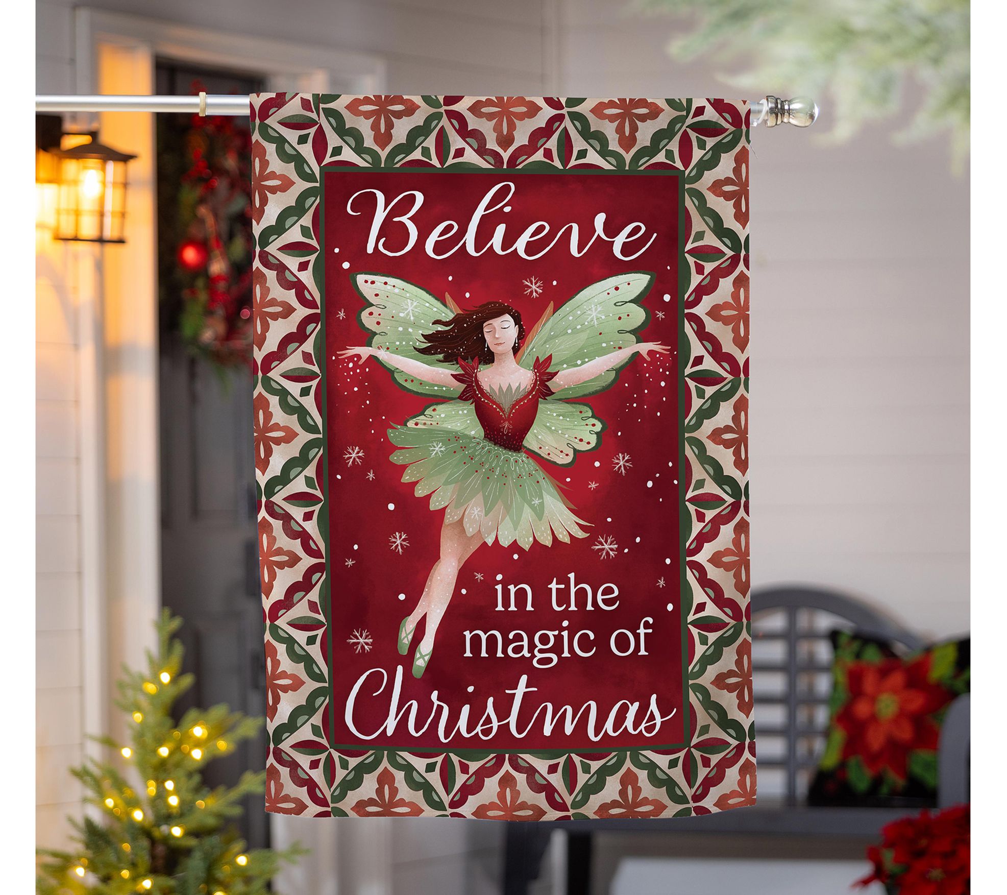 Evergreen Believe Fairy Suede House Flag