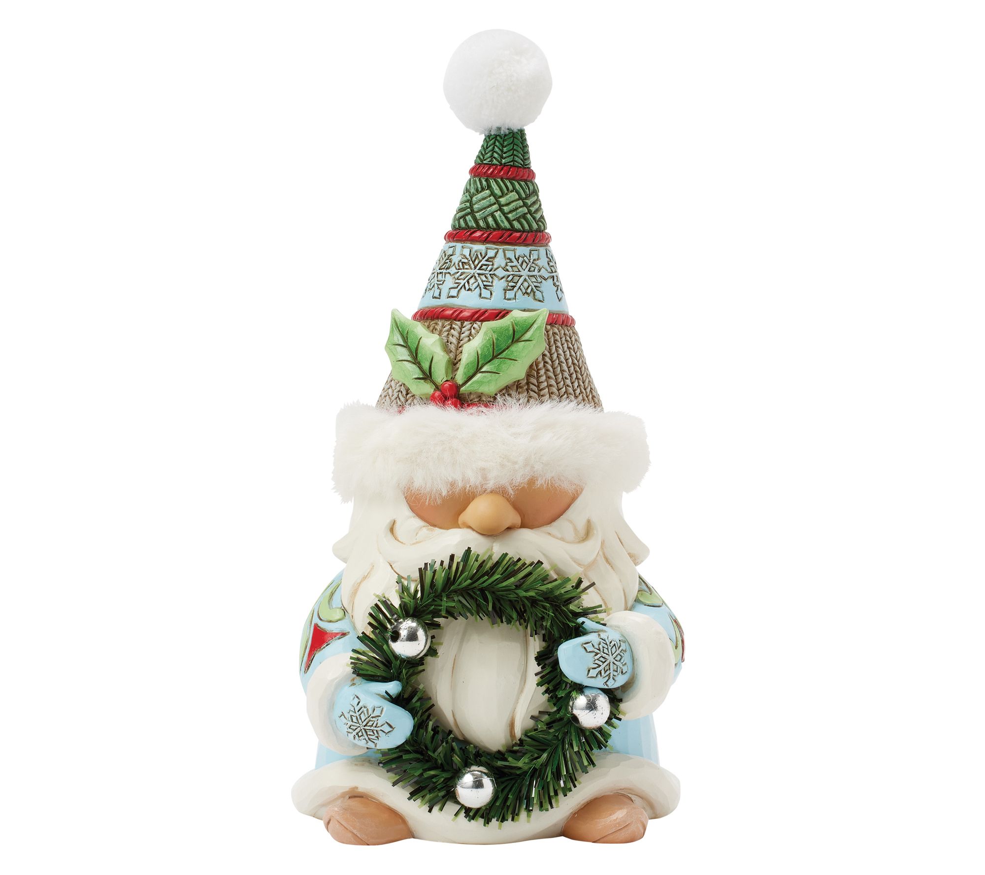 Jim Shore Heartwood Creek Gnome Wreath & Fur Hat Figurine 7.5"