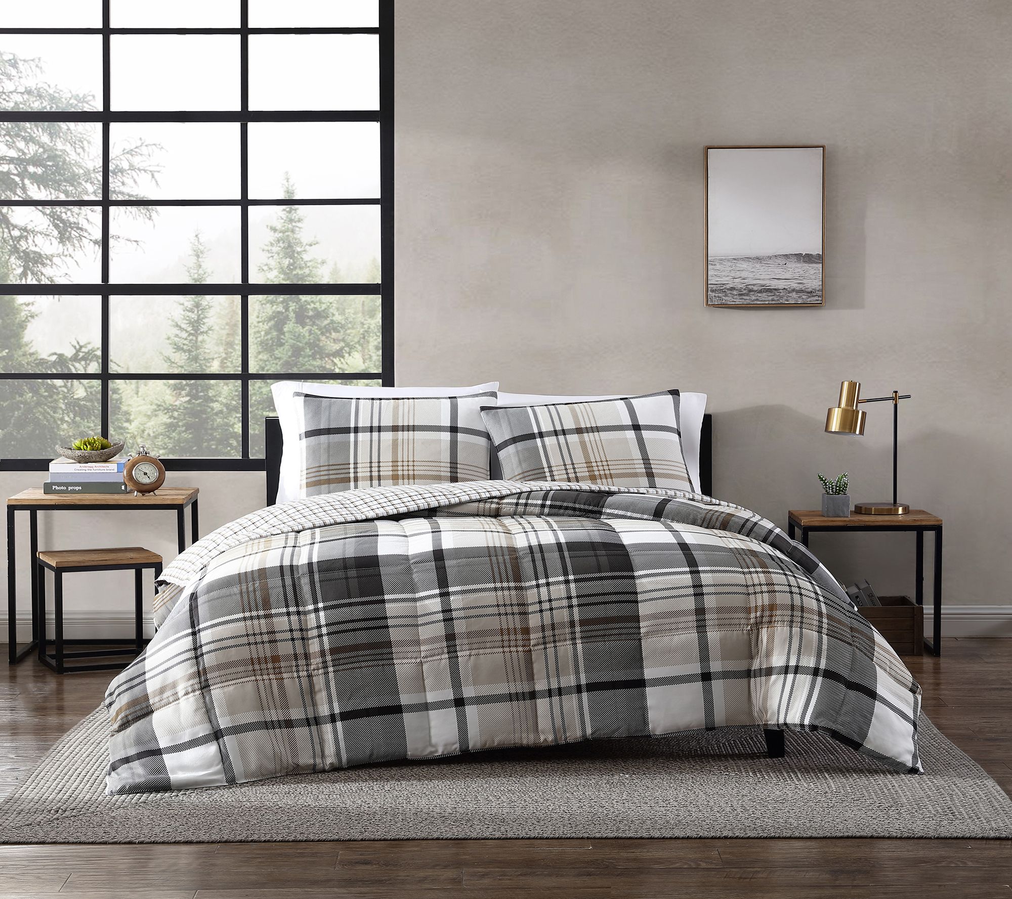 Eddie Bauer Normandy Plaid Beige Twin ComforterSet