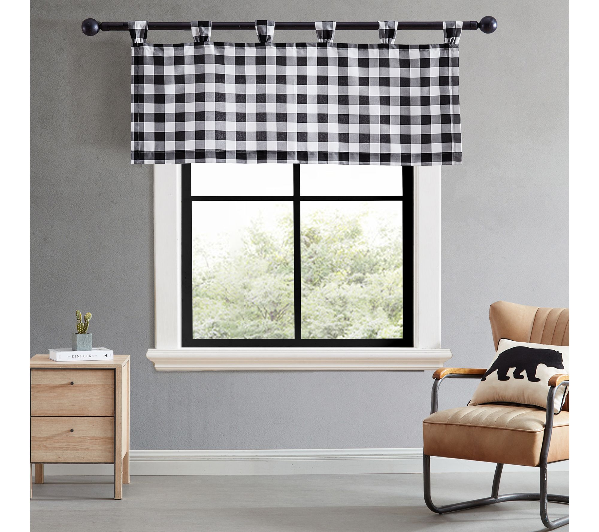 Eddie Bauer Mountain Plaid Black 50X20 Window Valance