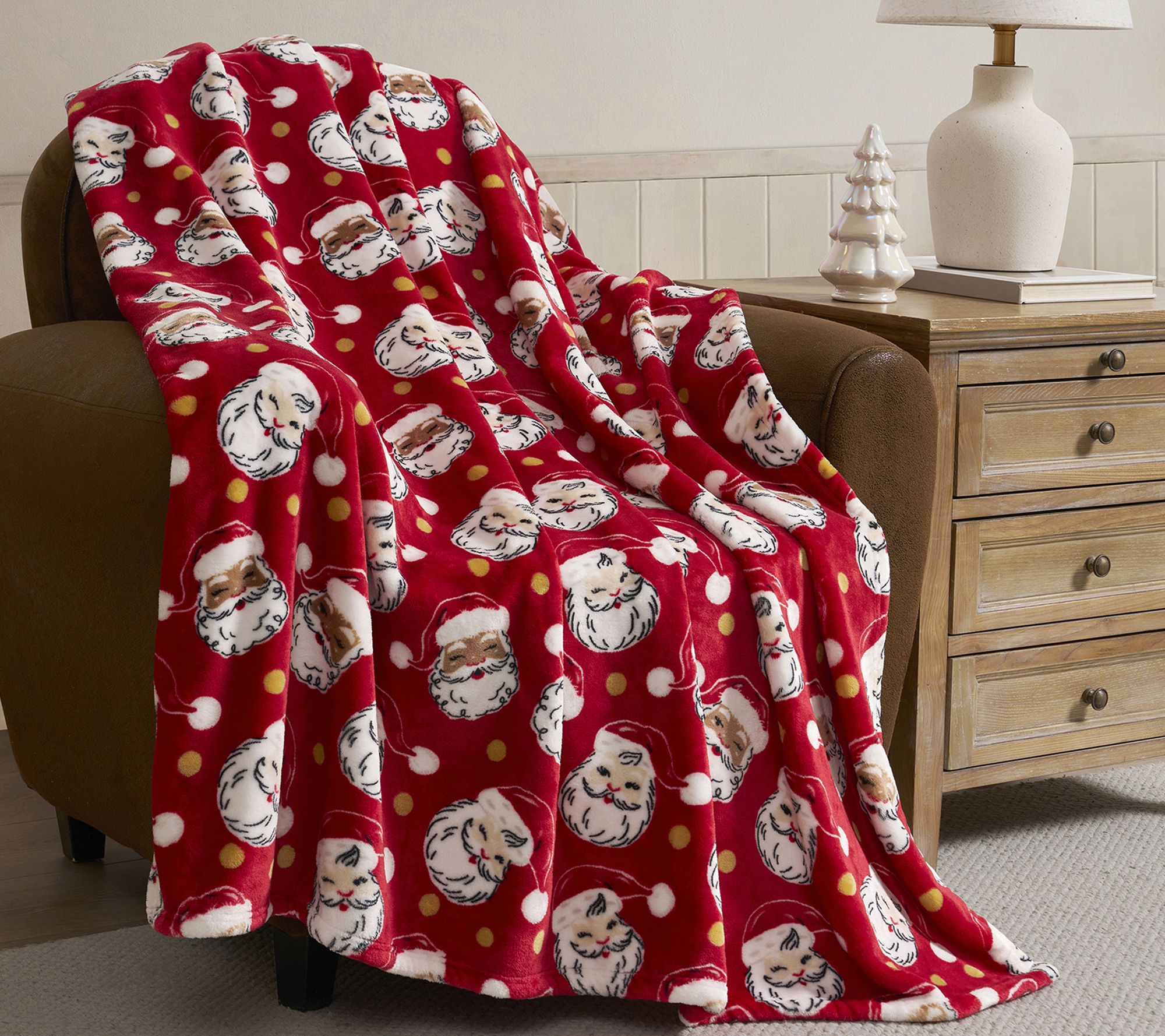 Hallmark Red Santa Plush Throw, 50" x 70"