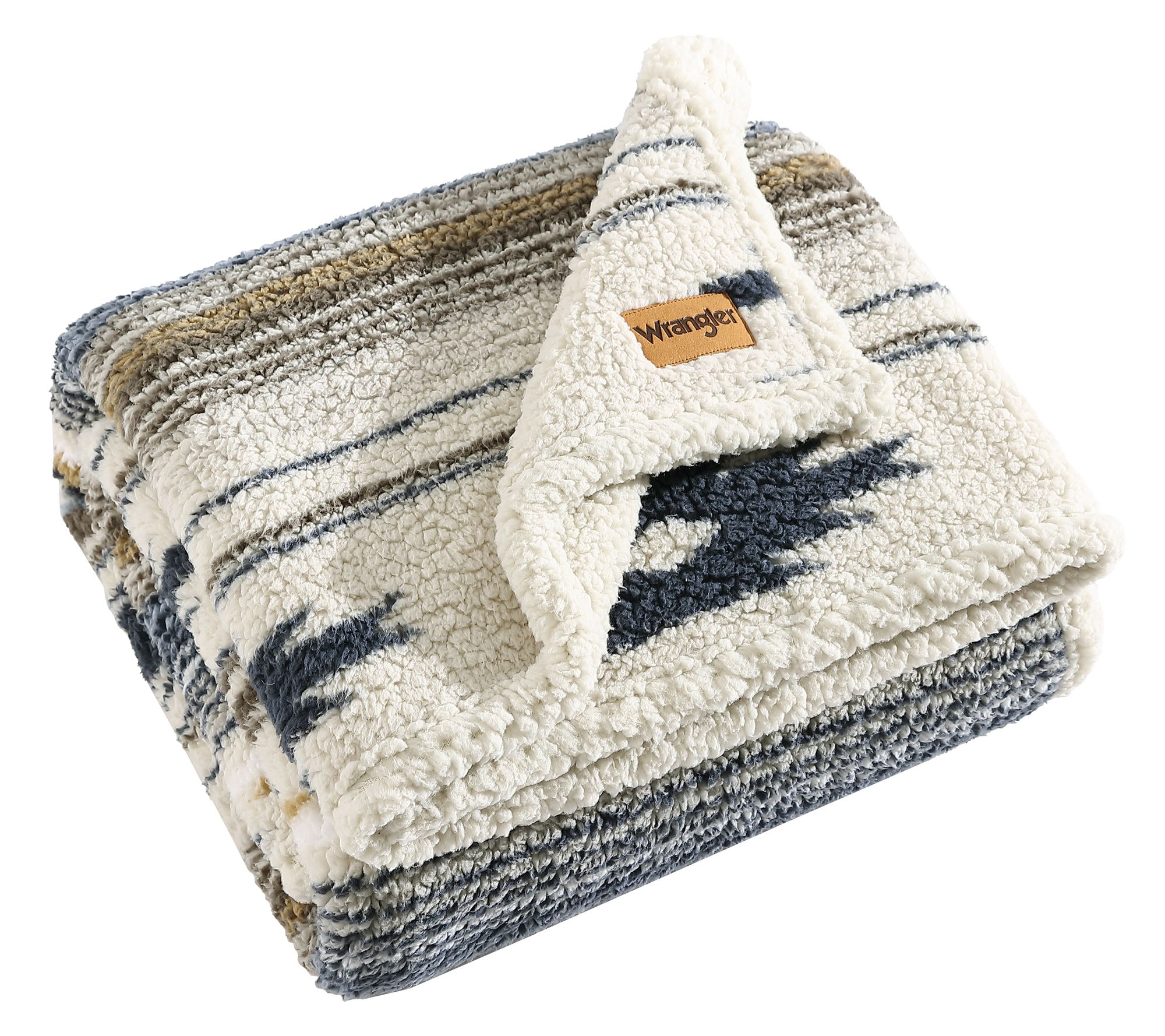 Wrangler Coytoe Sands Blue/Brown Sherpa 50"X60"Throw