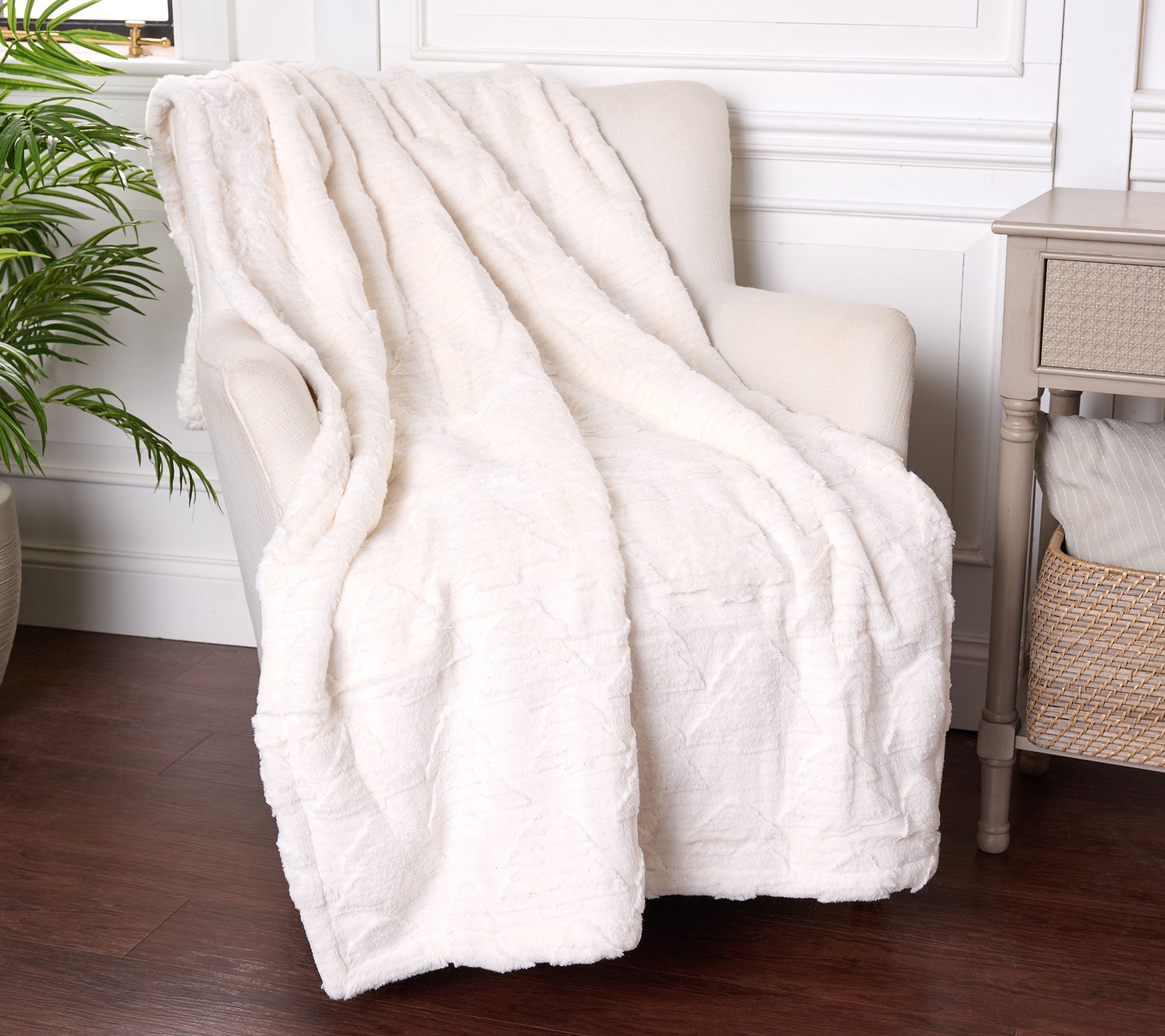 "As Is" 60" x 70" Carved Faux FurThrow by Kim Gravel