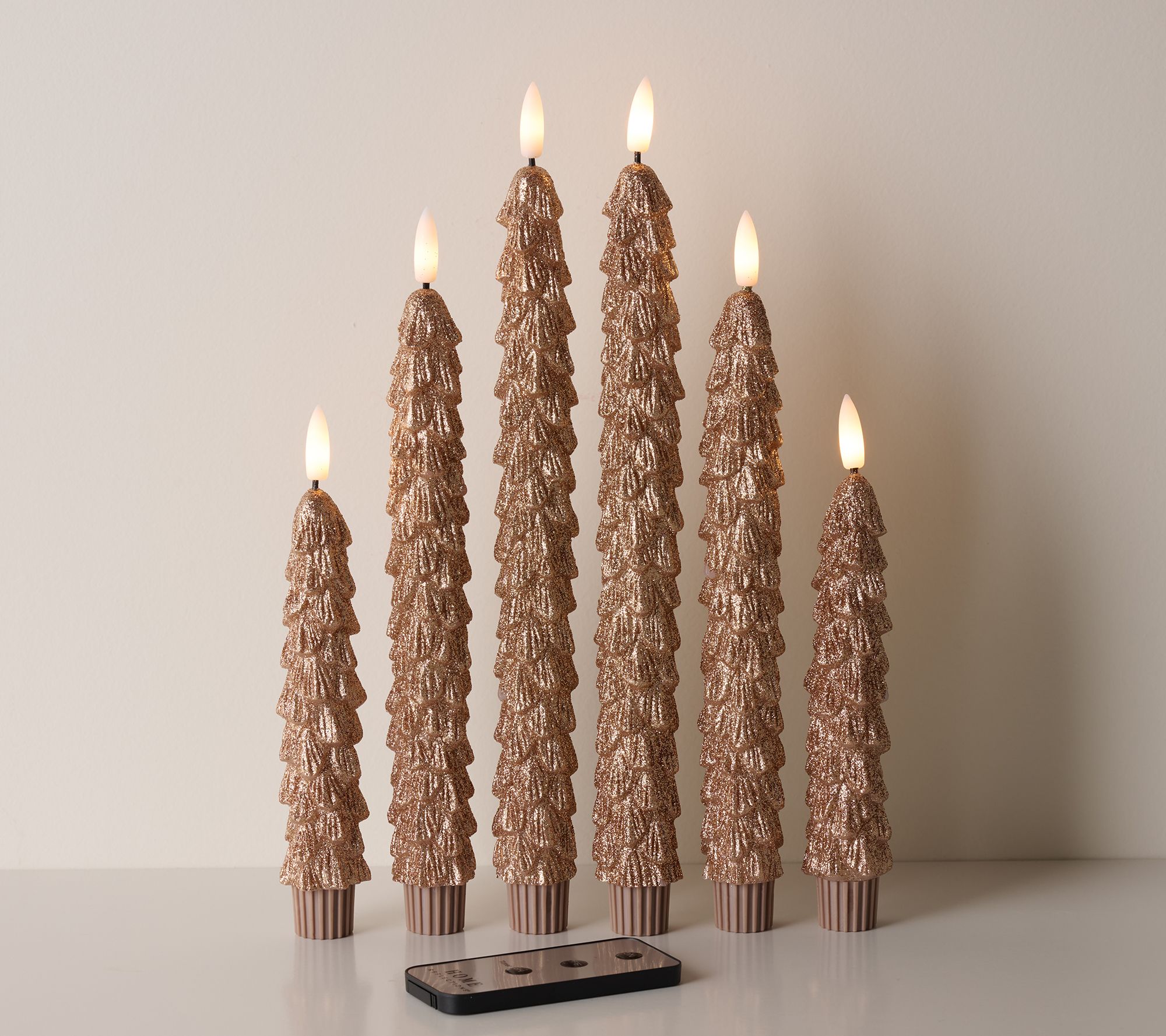 Home Reflections Set of 6  LED Wax Christmas Tree Tapers