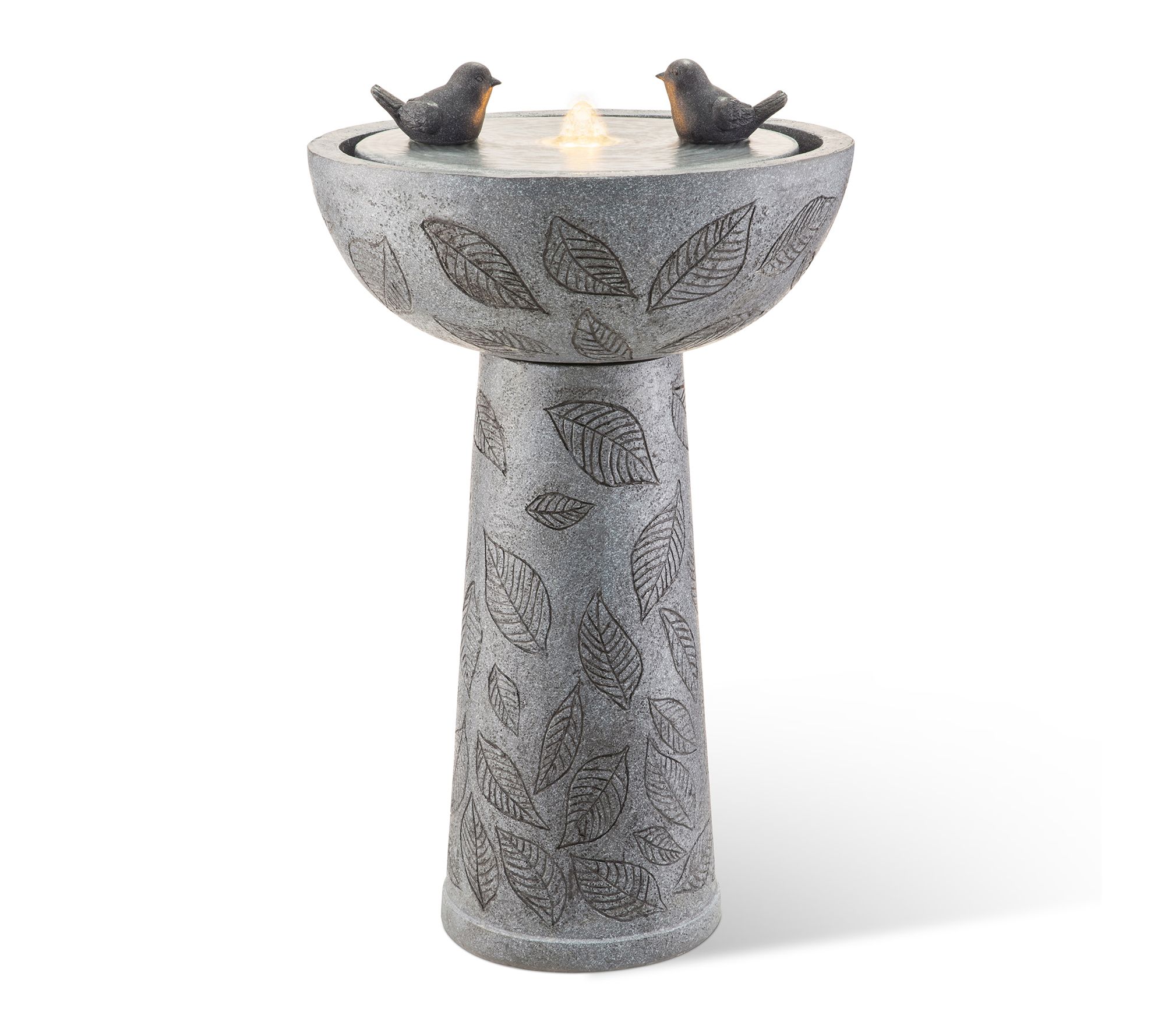 Glitzhome 27.5"H Birdbath Polyresin Outdoor Fountain with Bird