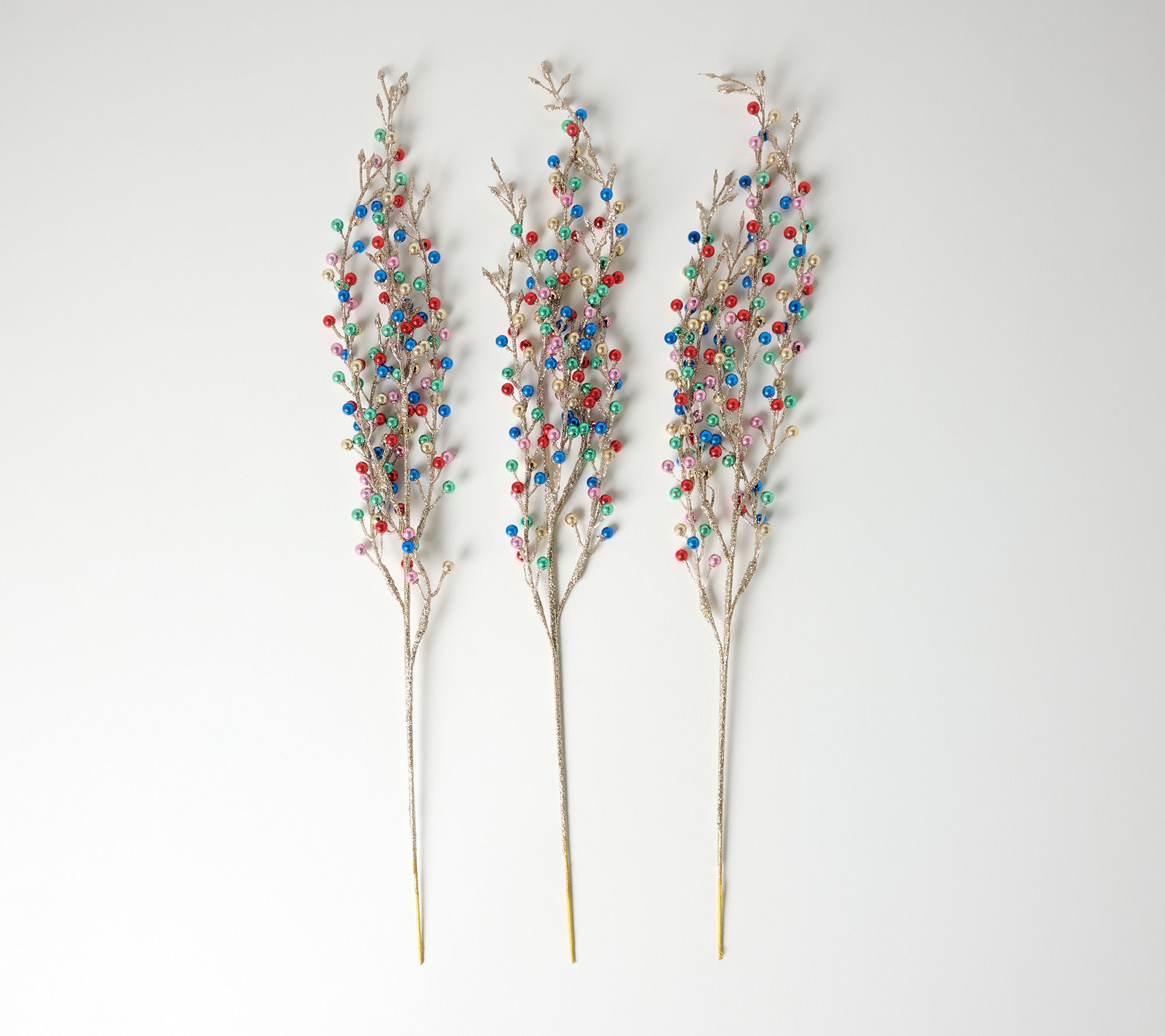 Set of 3 Glittered Beaded Stems by Valerie
