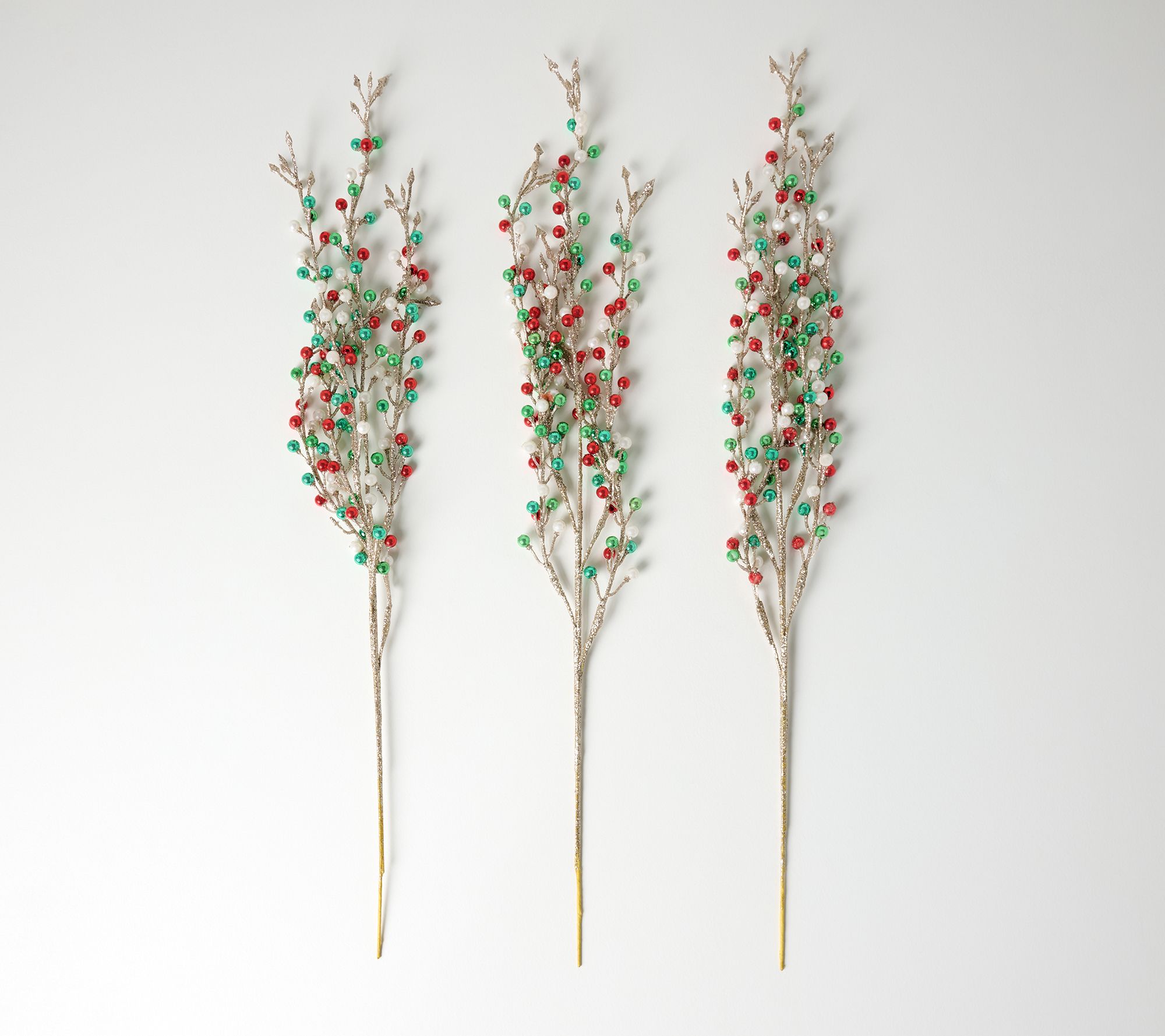 Set of 3 Glittered Beaded Stems by Valerie