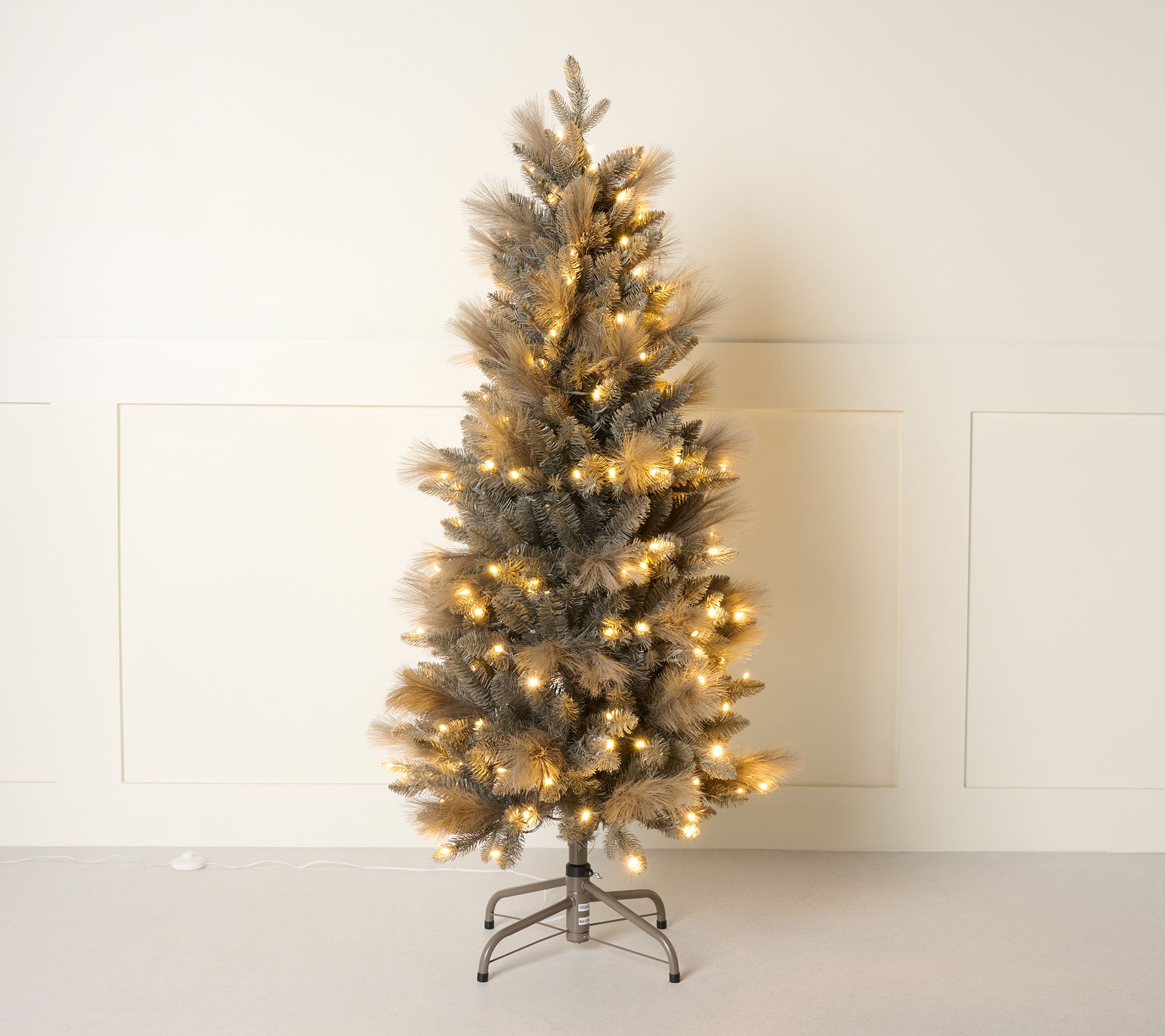 5' Illuminated Slim Tree with Pampas Accents by Kim Gravel