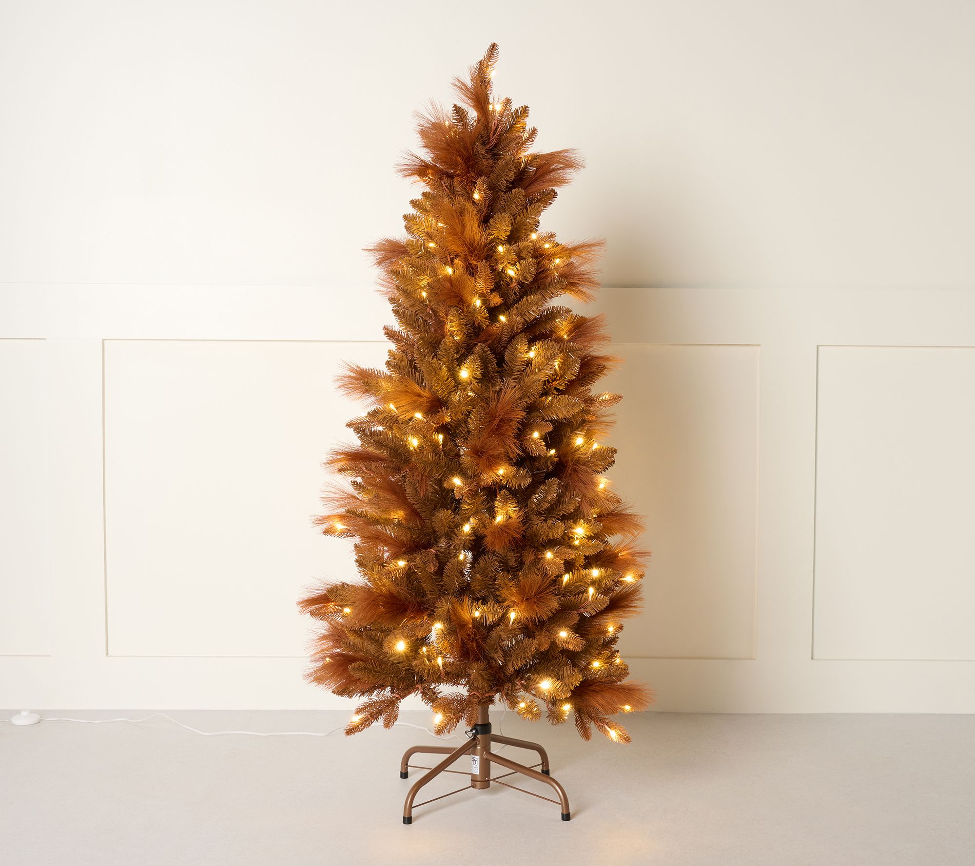 5' Illuminated Slim Tree with Pampas Accents by Kim Gravel