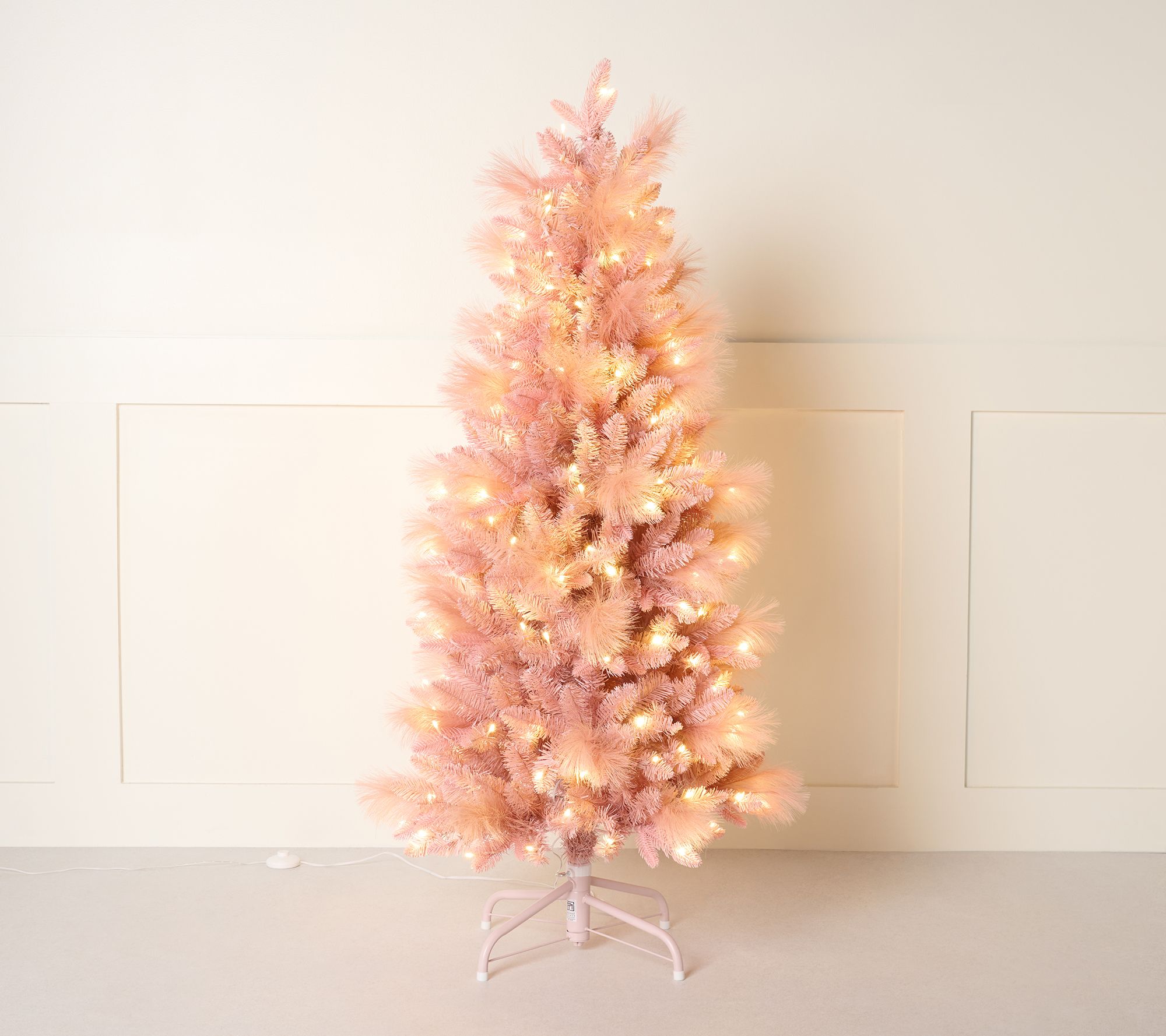 5' Illuminated Slim Tree with Pampas Accents by Kim Gravel