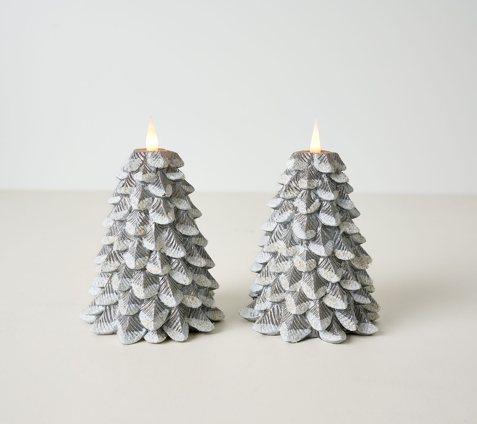 Home Bliss Set of 2 Metallic Flameless Tree Candles