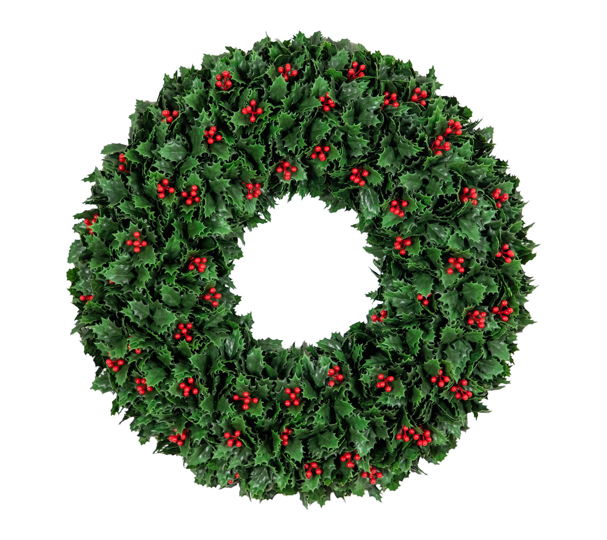 24-in  Holly Berry  Wreath by Nearly Natural