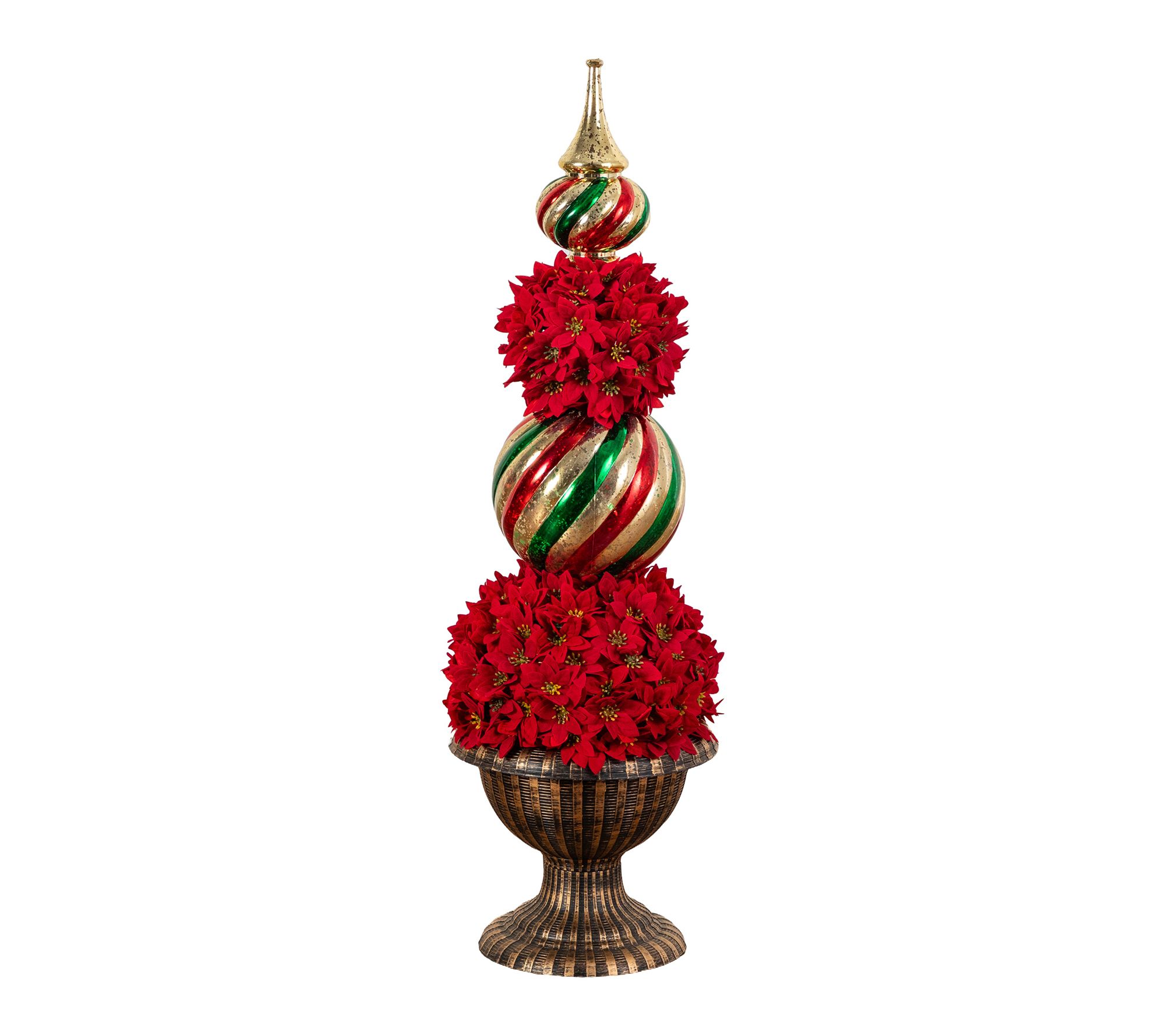 3-ft Poinsettia Topiary Tree with Ornament by Nearly Natural