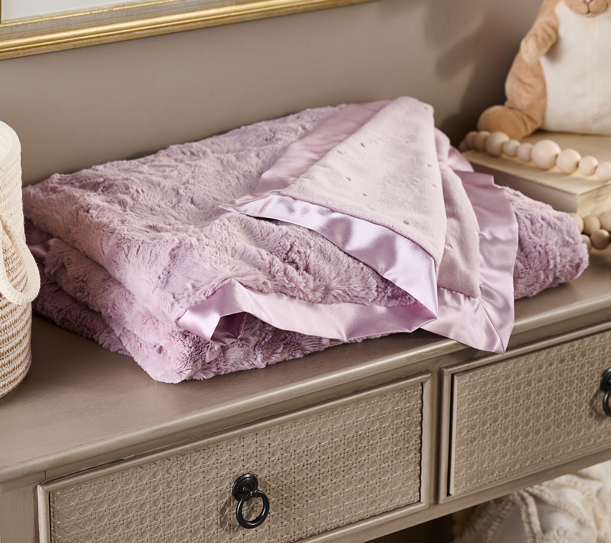 "As Is" Hotel du Cobb 40x46 Faux Fur Stroller Blanket -Dennis