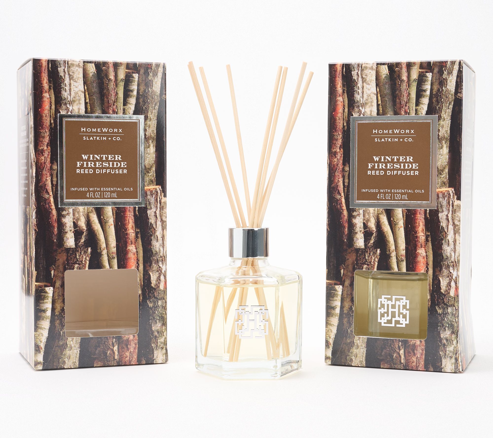 HomeWorx by Slatkin + Co. Set of 2 Winter Fireside Reed Diffusers
