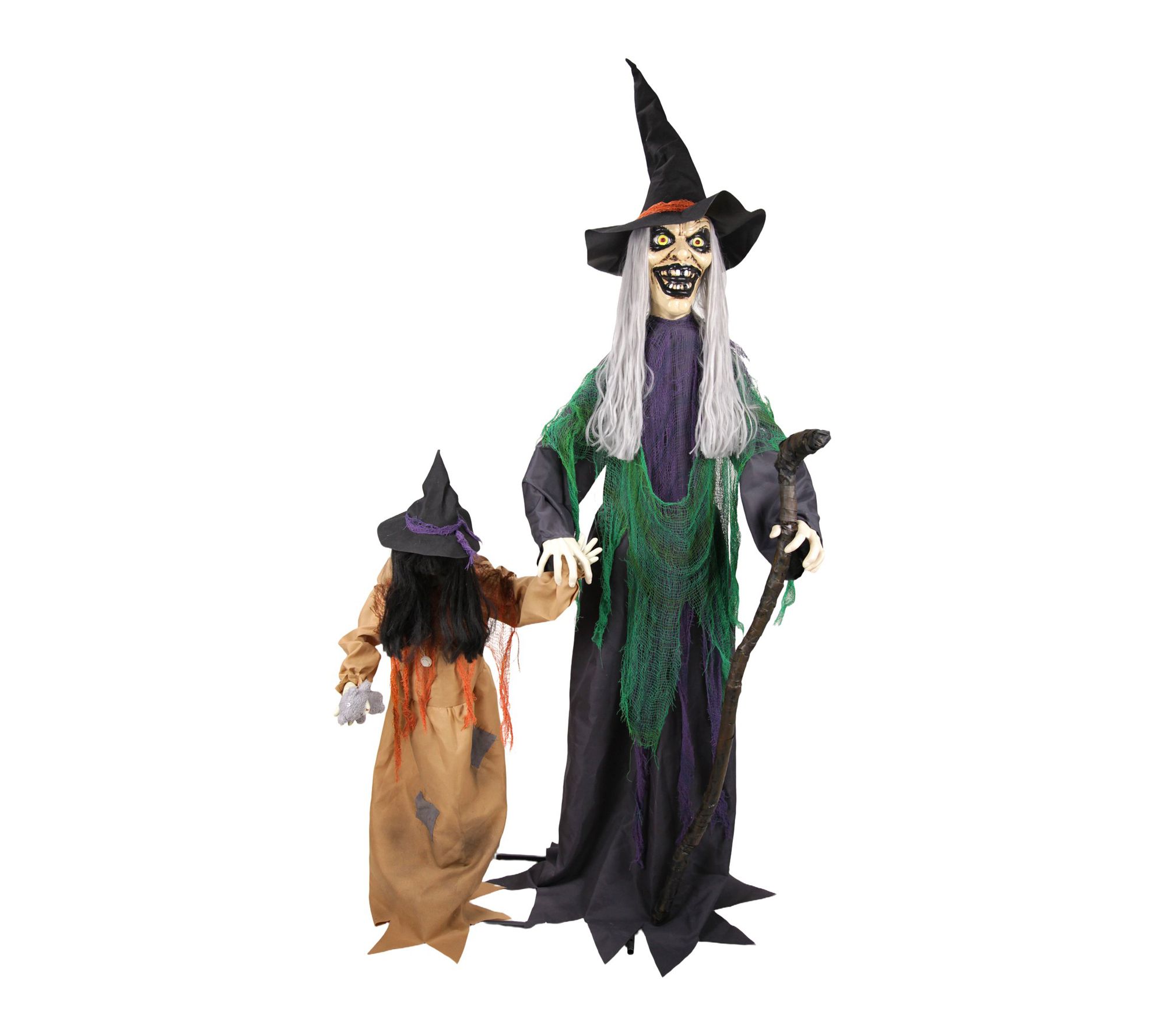 Haunted Hill Farm 5.5-ft. Witch with a Creepy Girl Animatronic