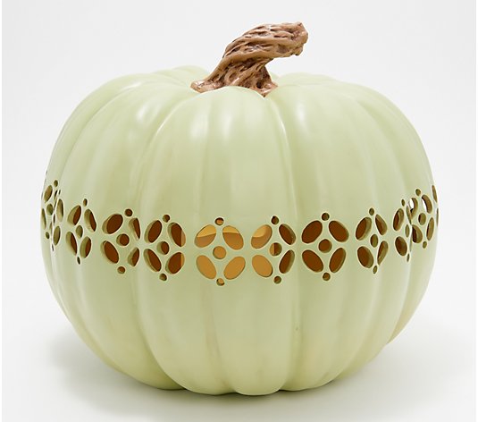 Martha Stewart Resin 10" Illuminated Pierced Pumpkin