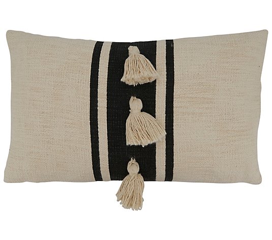 Saro Lifestyle DownFilledThrow Pillow W/StripedTassel Design