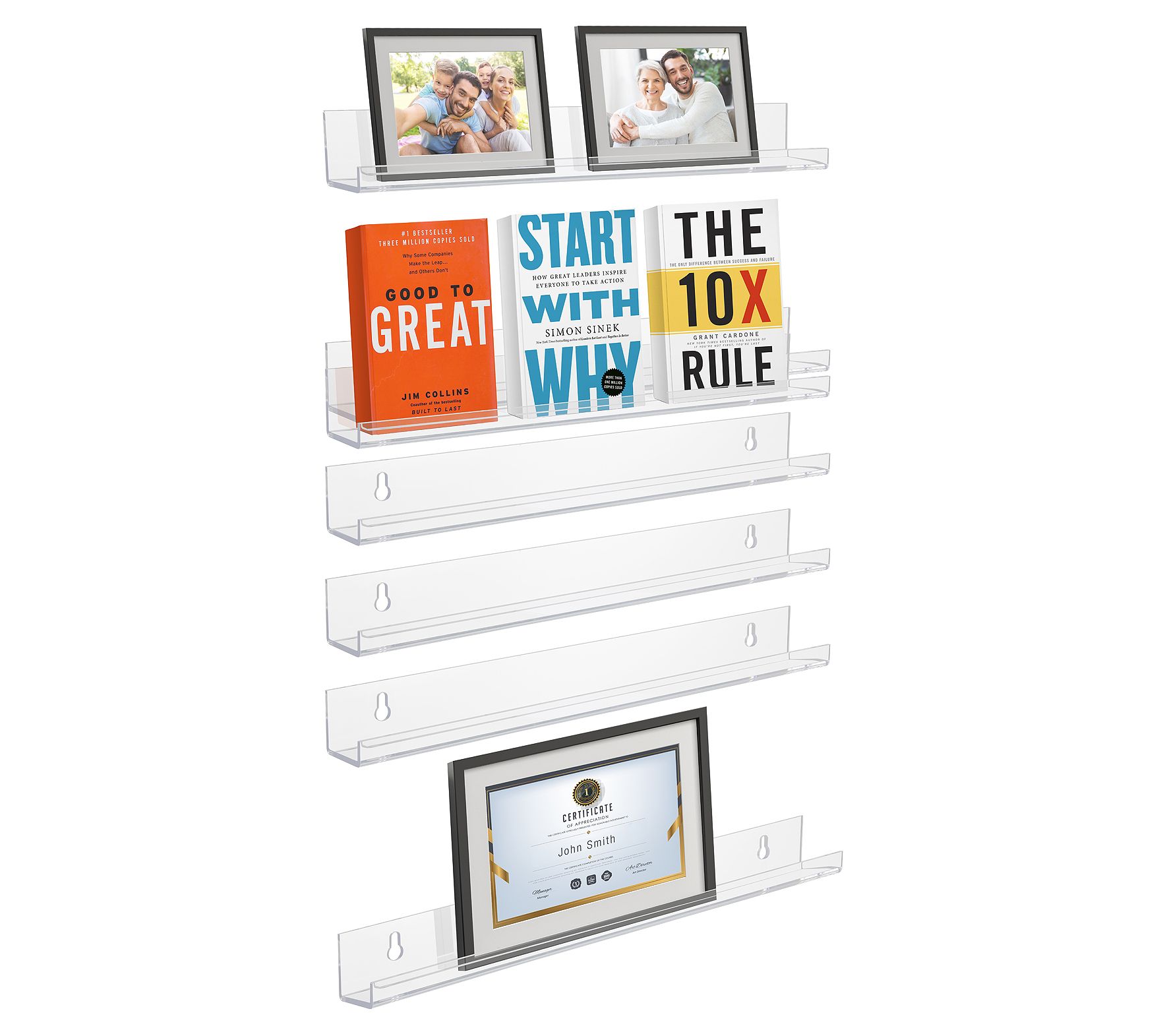 Sorbus Acrylic Floating Wall Shelf Organizer, 6 -Pack